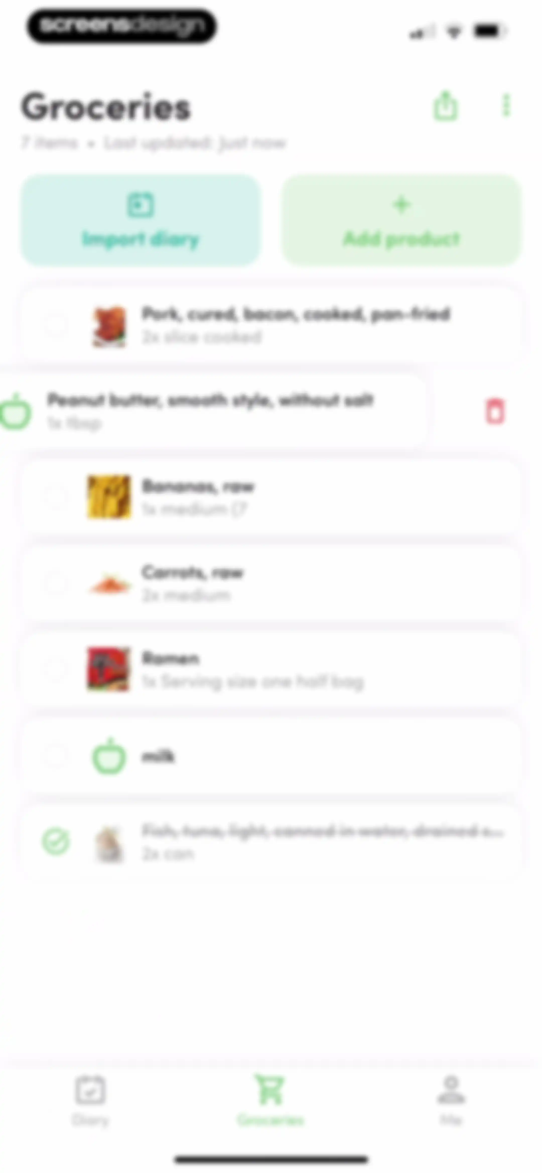 Calories and nutrition tracker screen 76