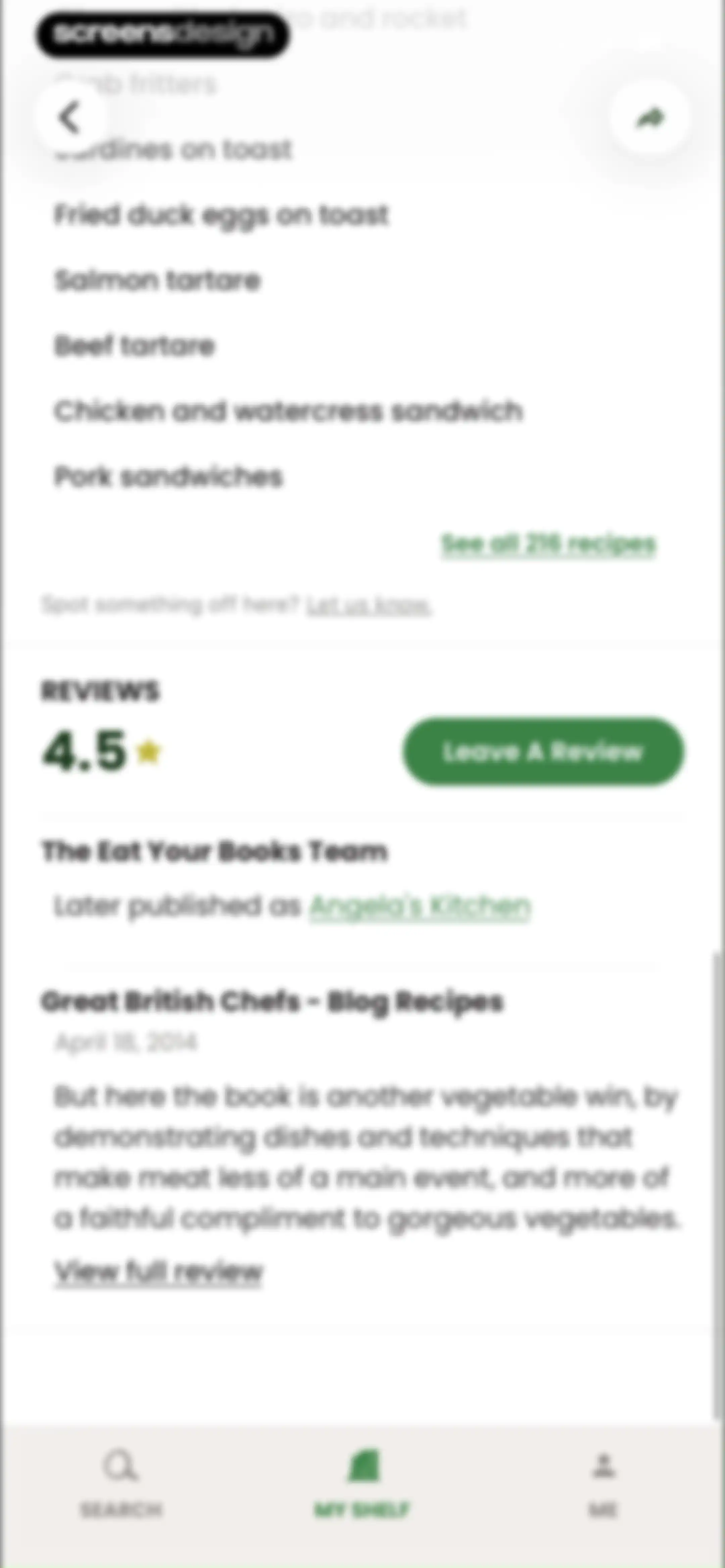CookShelf: Search Cookbooks screen 69