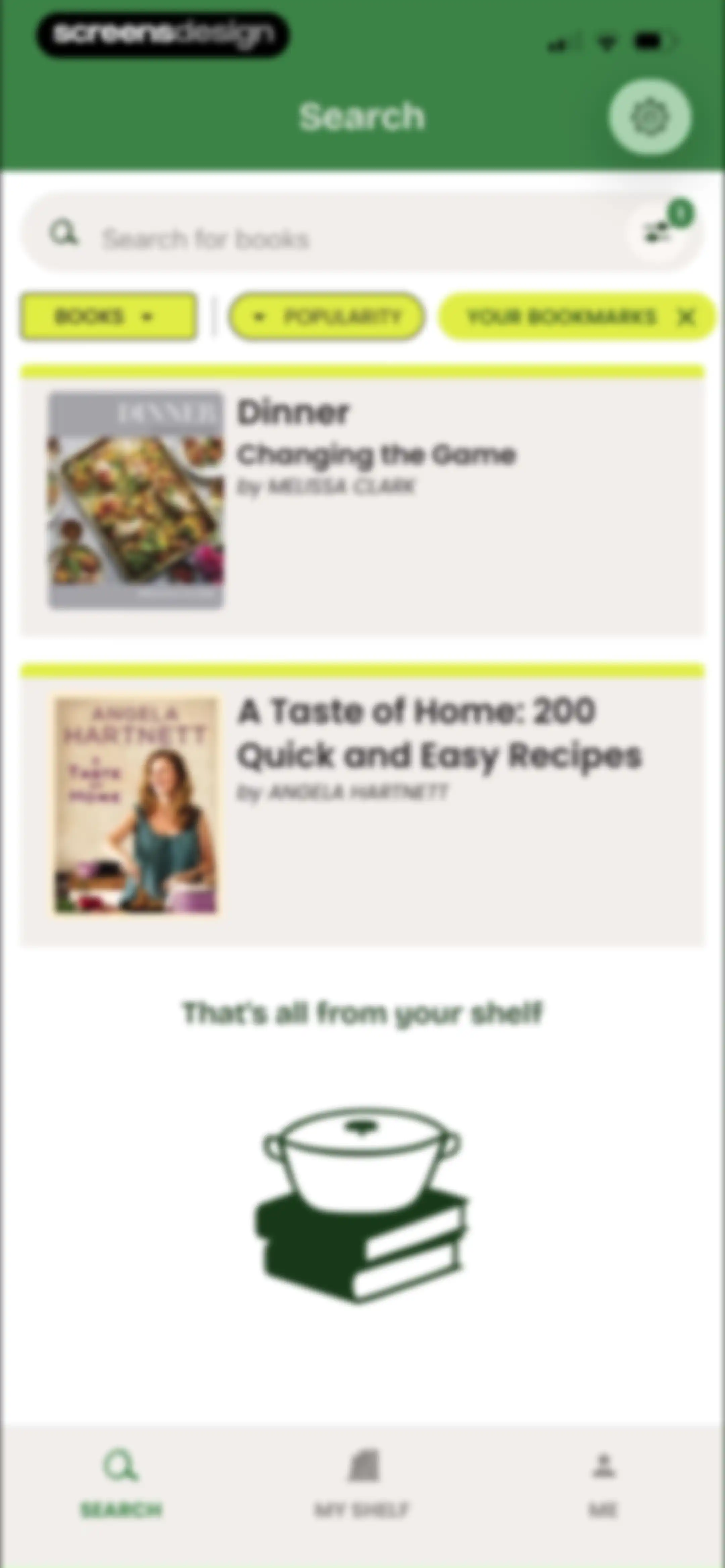 CookShelf: Search Cookbooks screen 83