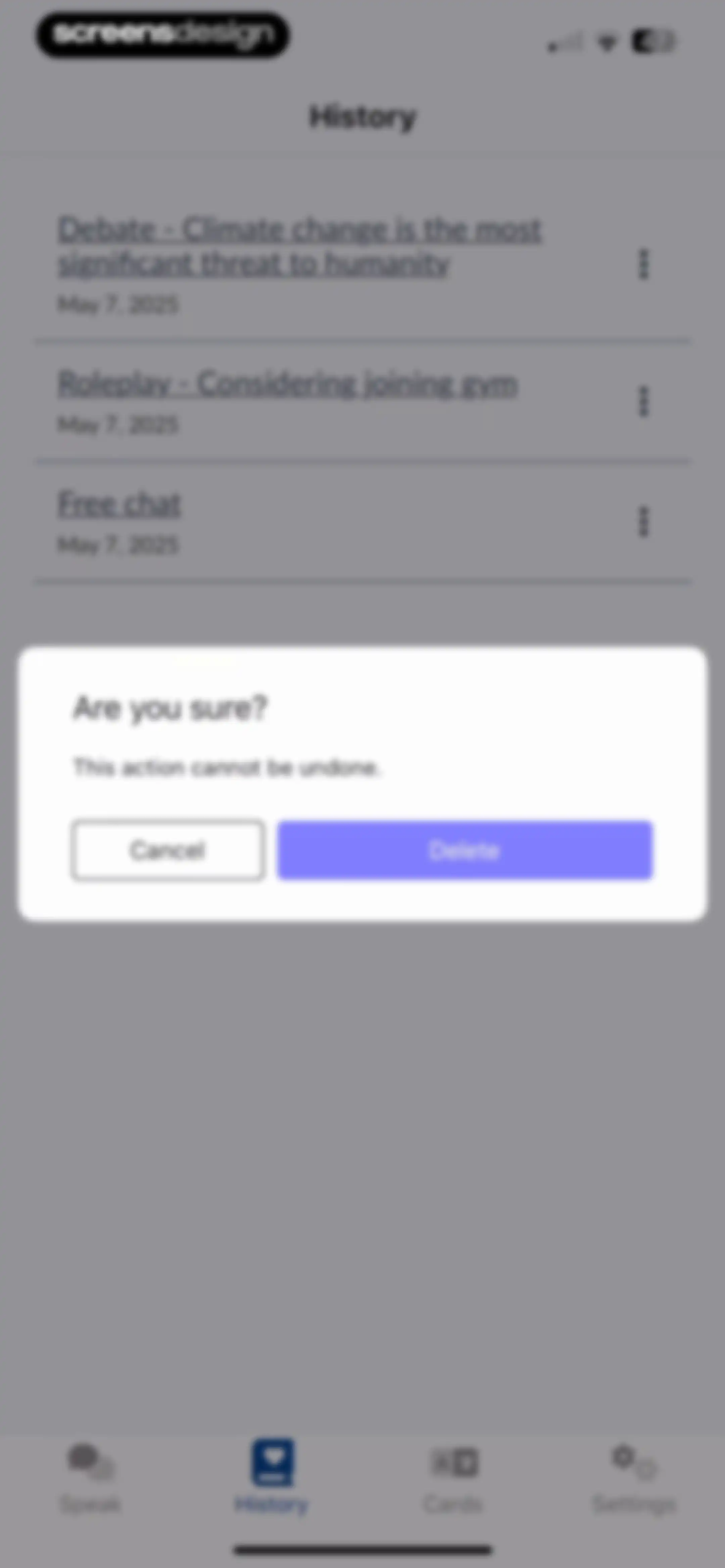 Langua: AI language learning screen 78