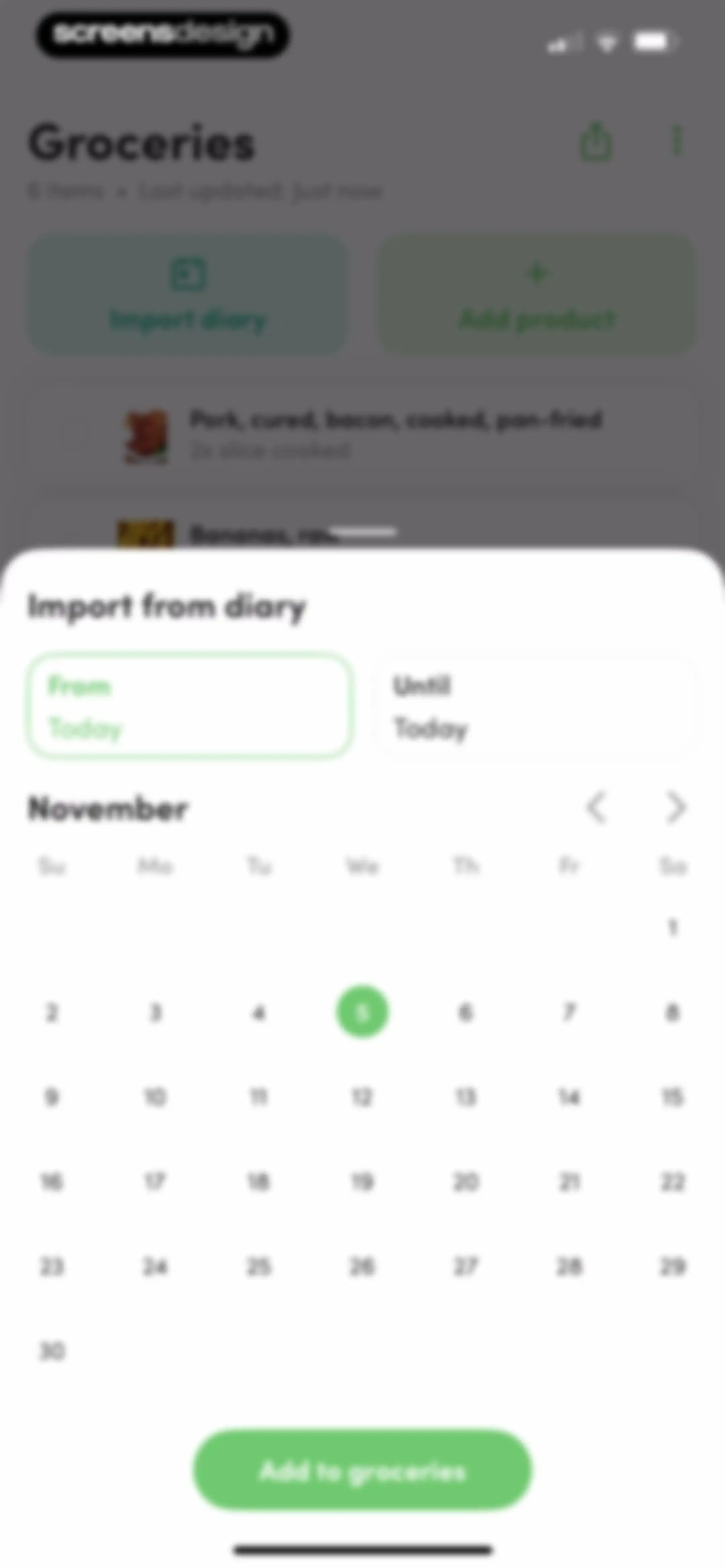 Calories and nutrition tracker screen 78