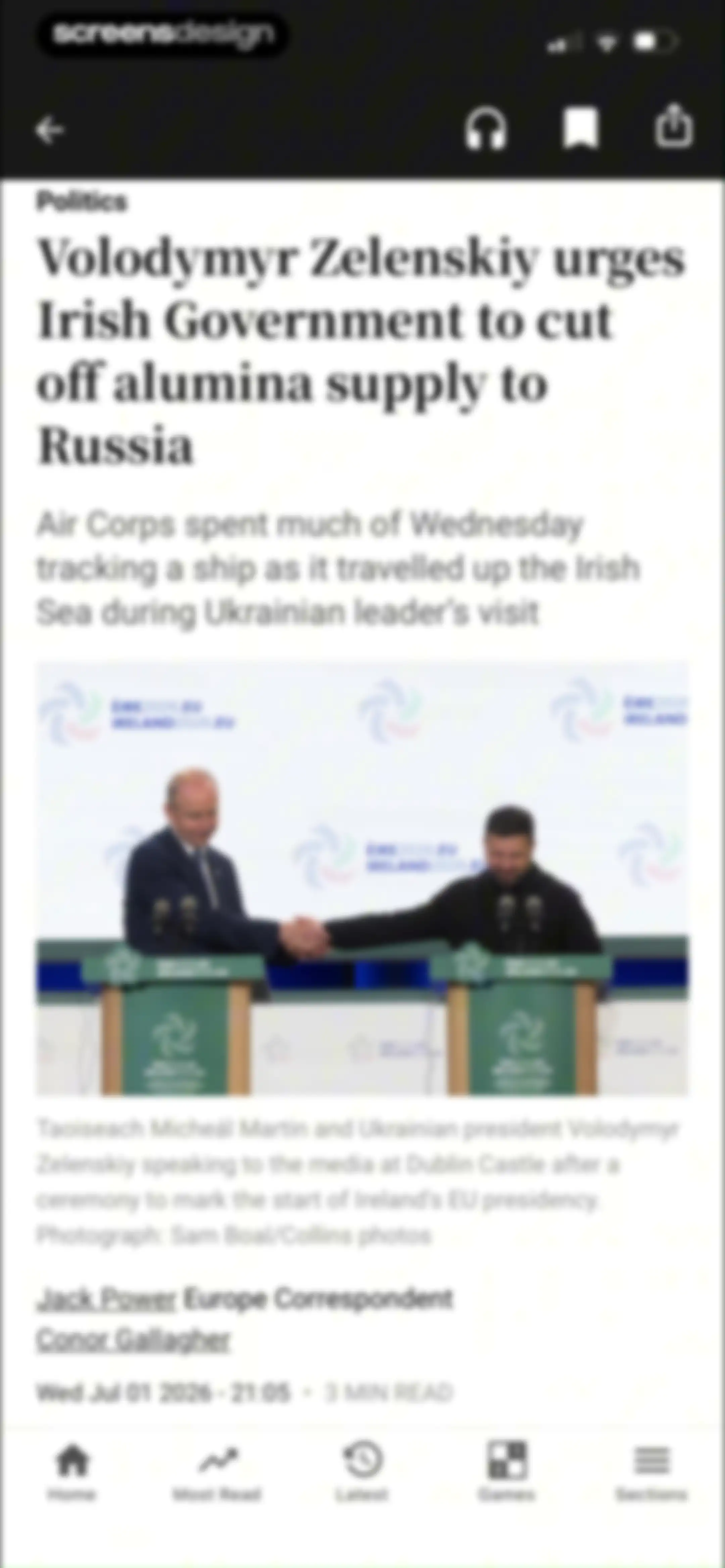 The Irish Times screen 26
