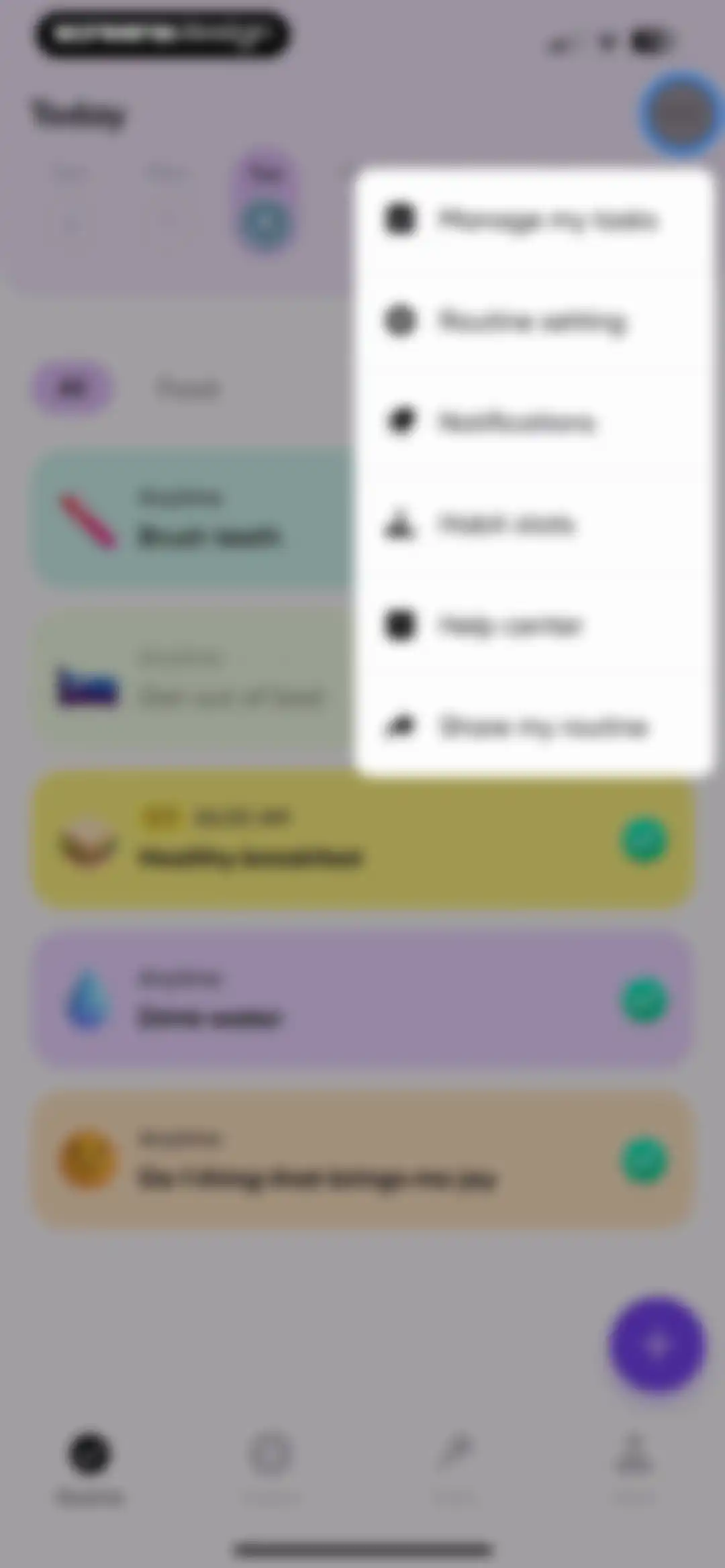 Me+ Lifestyle Routine screen 90