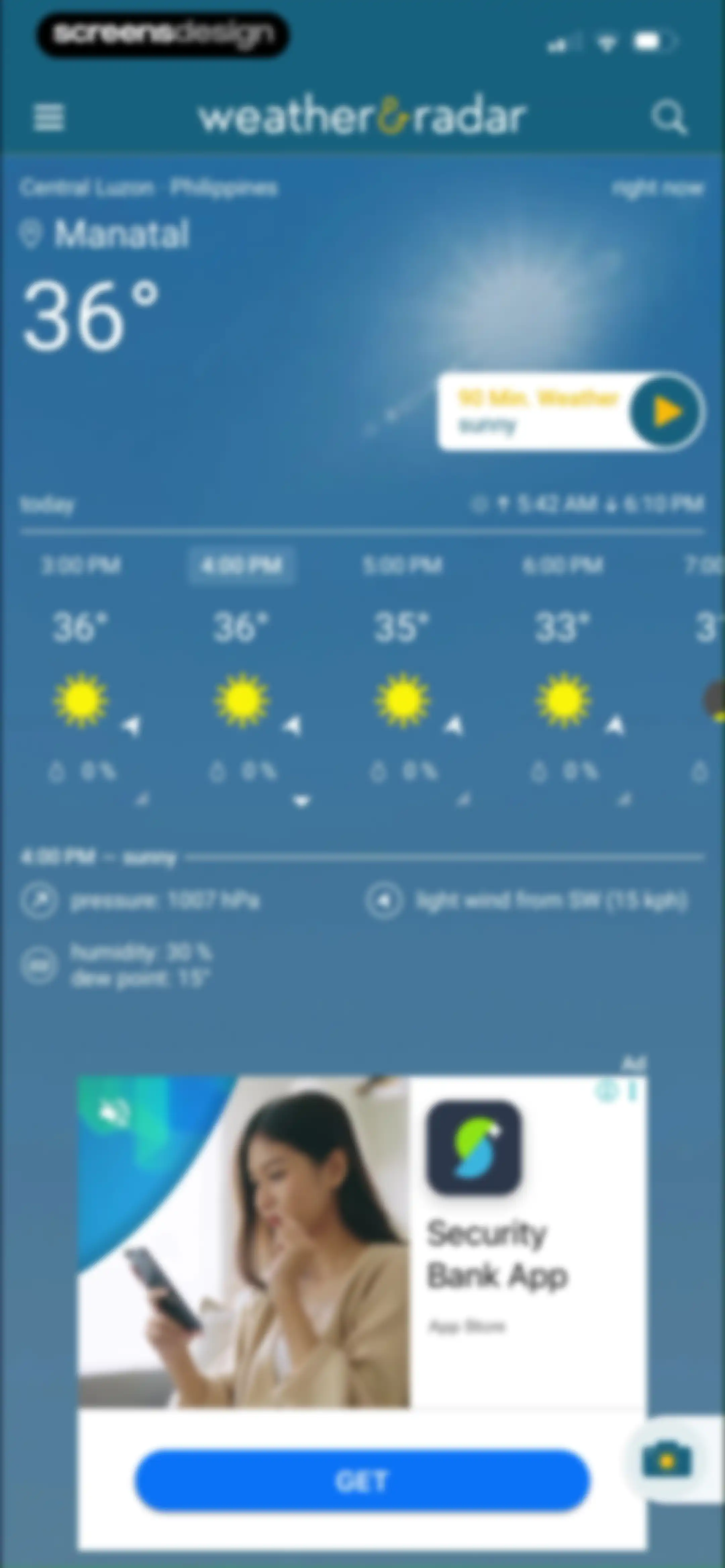 Weather & Radar screen 9