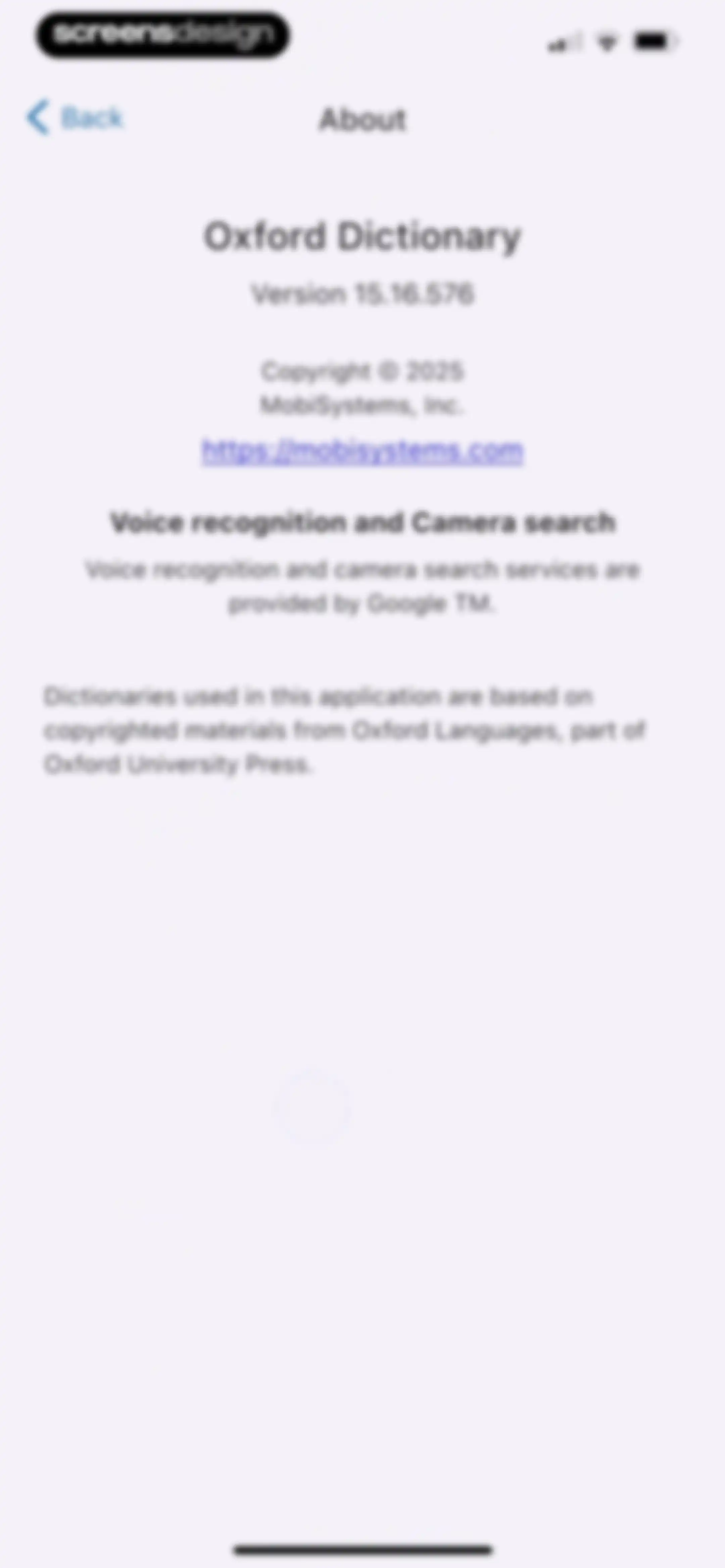 Oxford Dictionary & Thesaurus screen 69