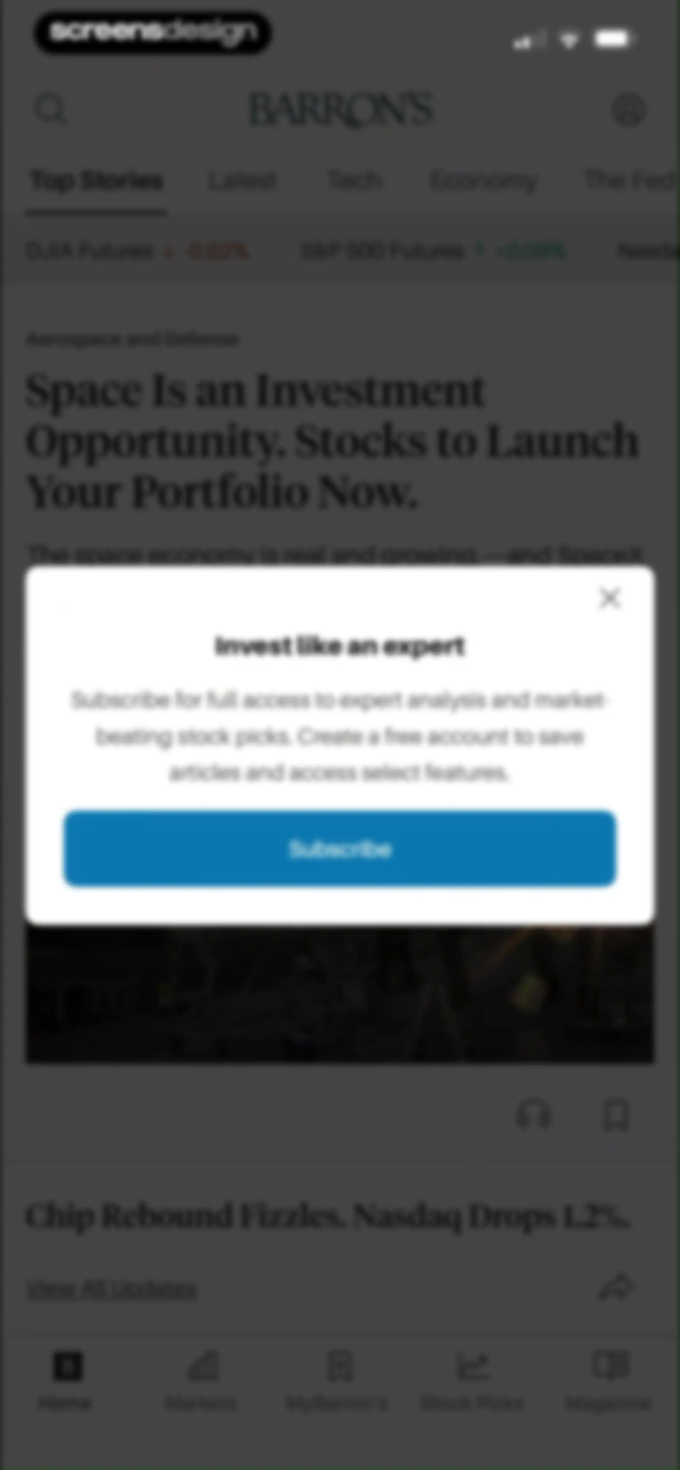 Barron’s - Investing Insights screen 17