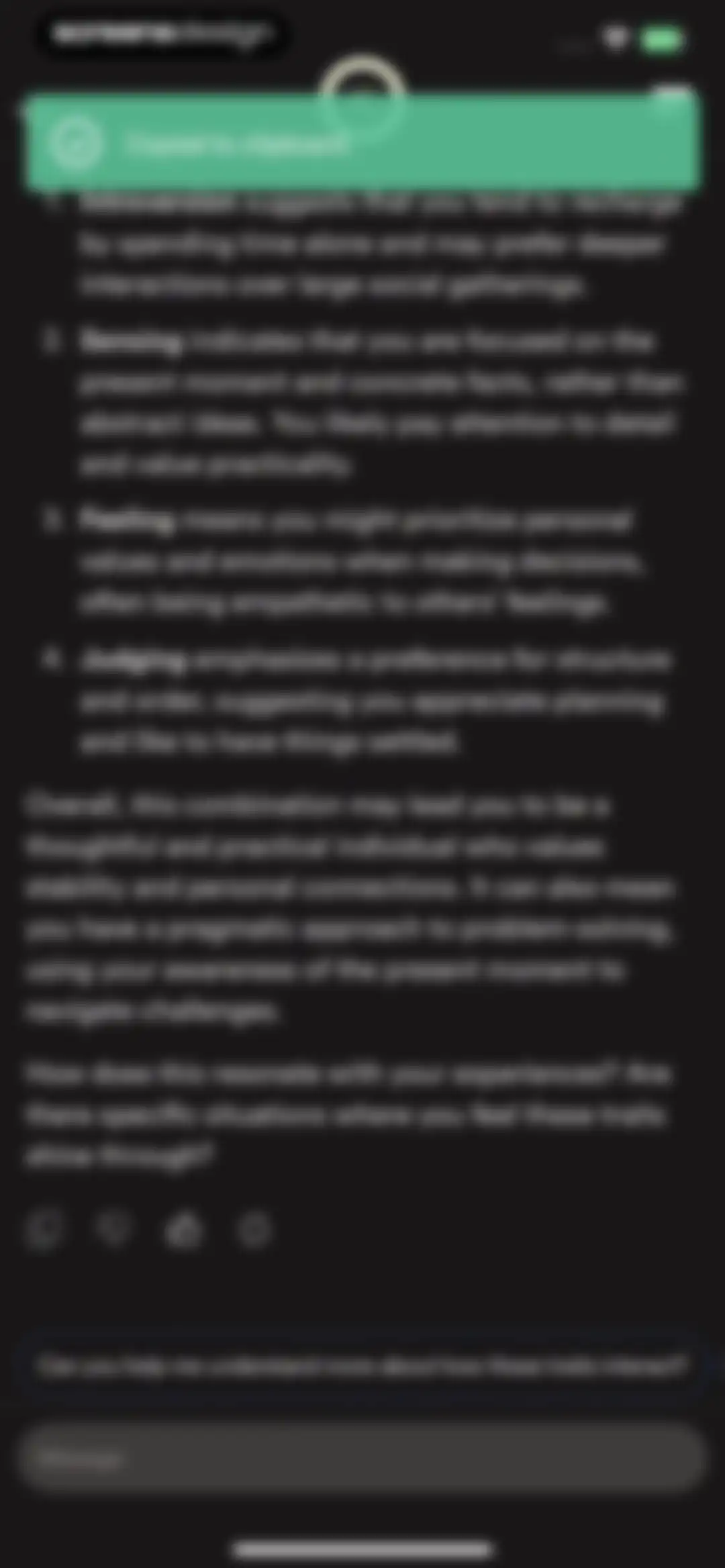 Dimensional: Personality Test screen 54