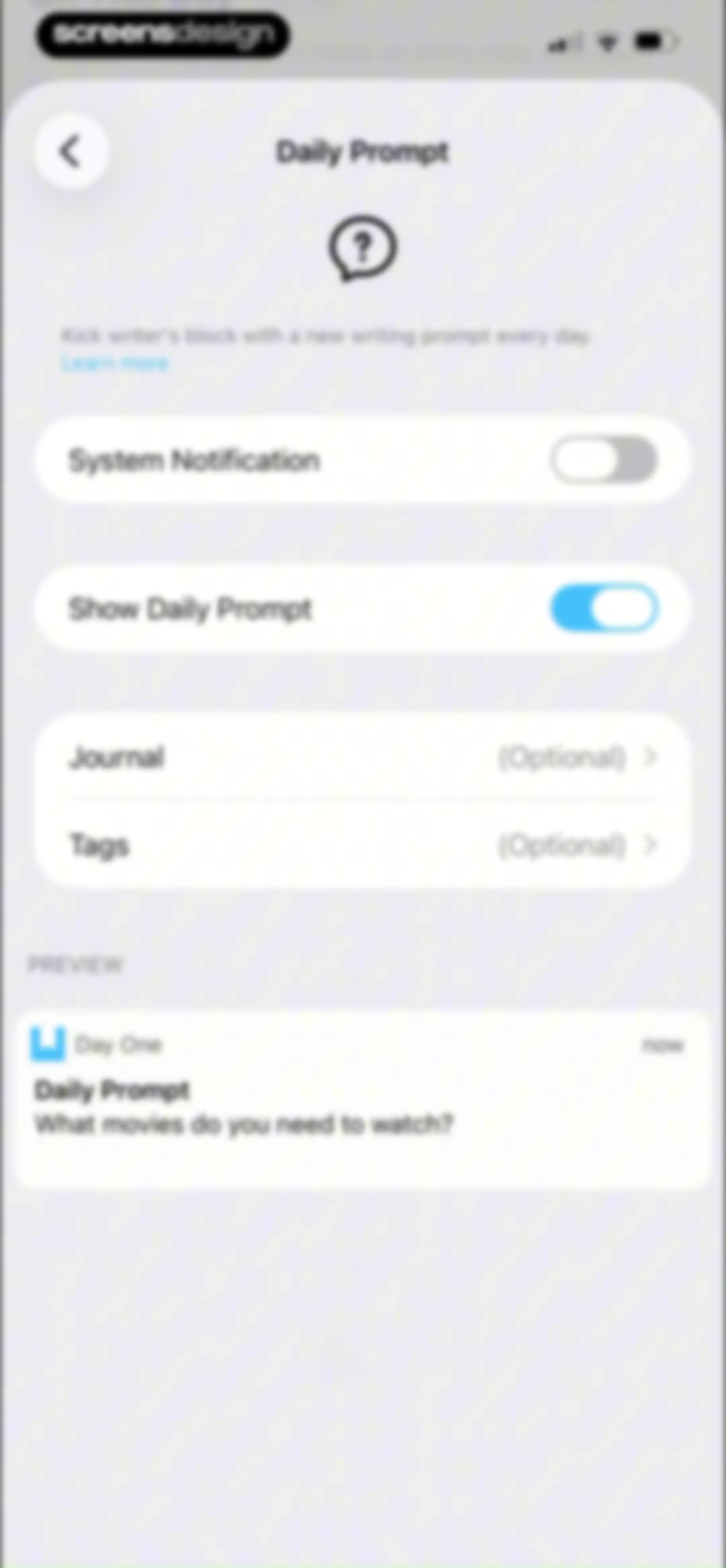 Day One: Daily Journal & Diary screen 136