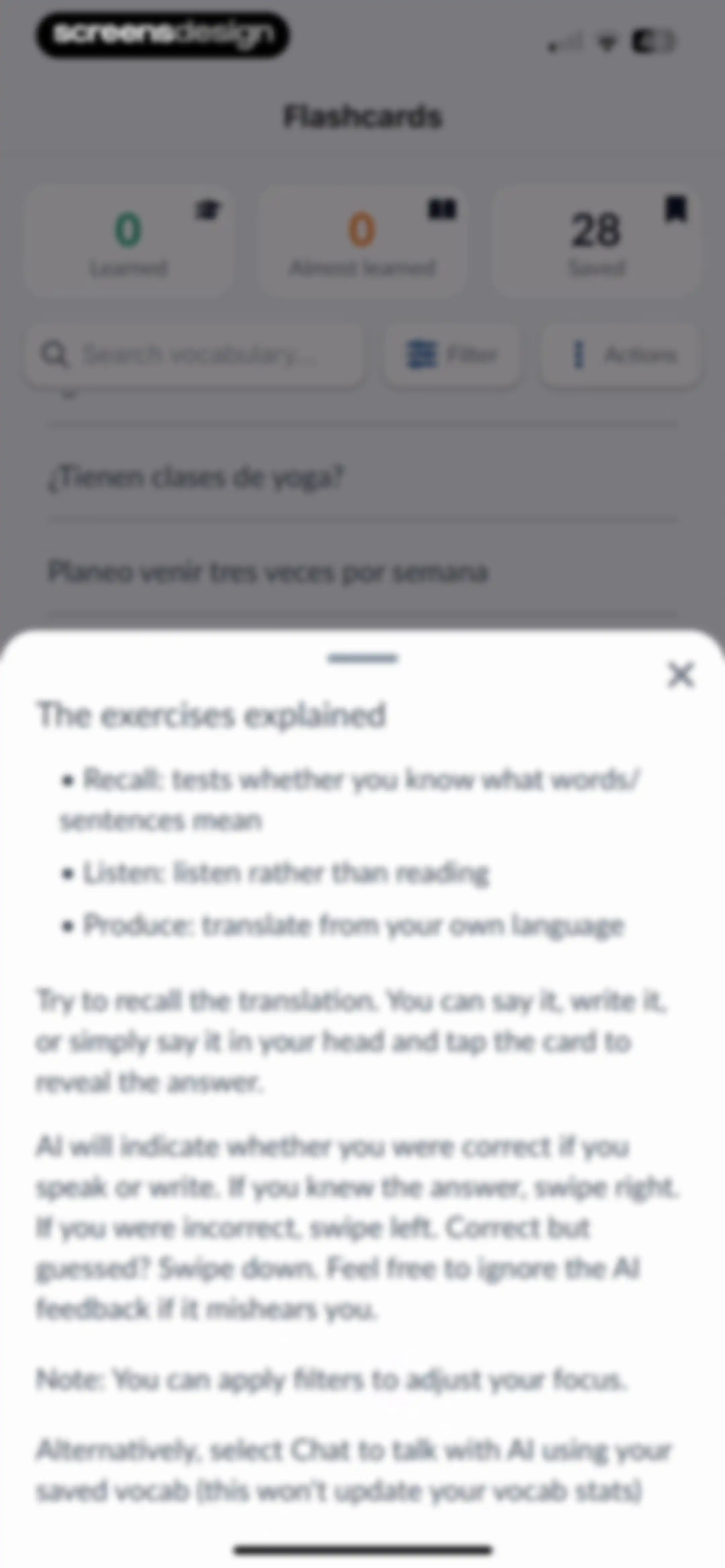 Langua: AI language learning screen 114