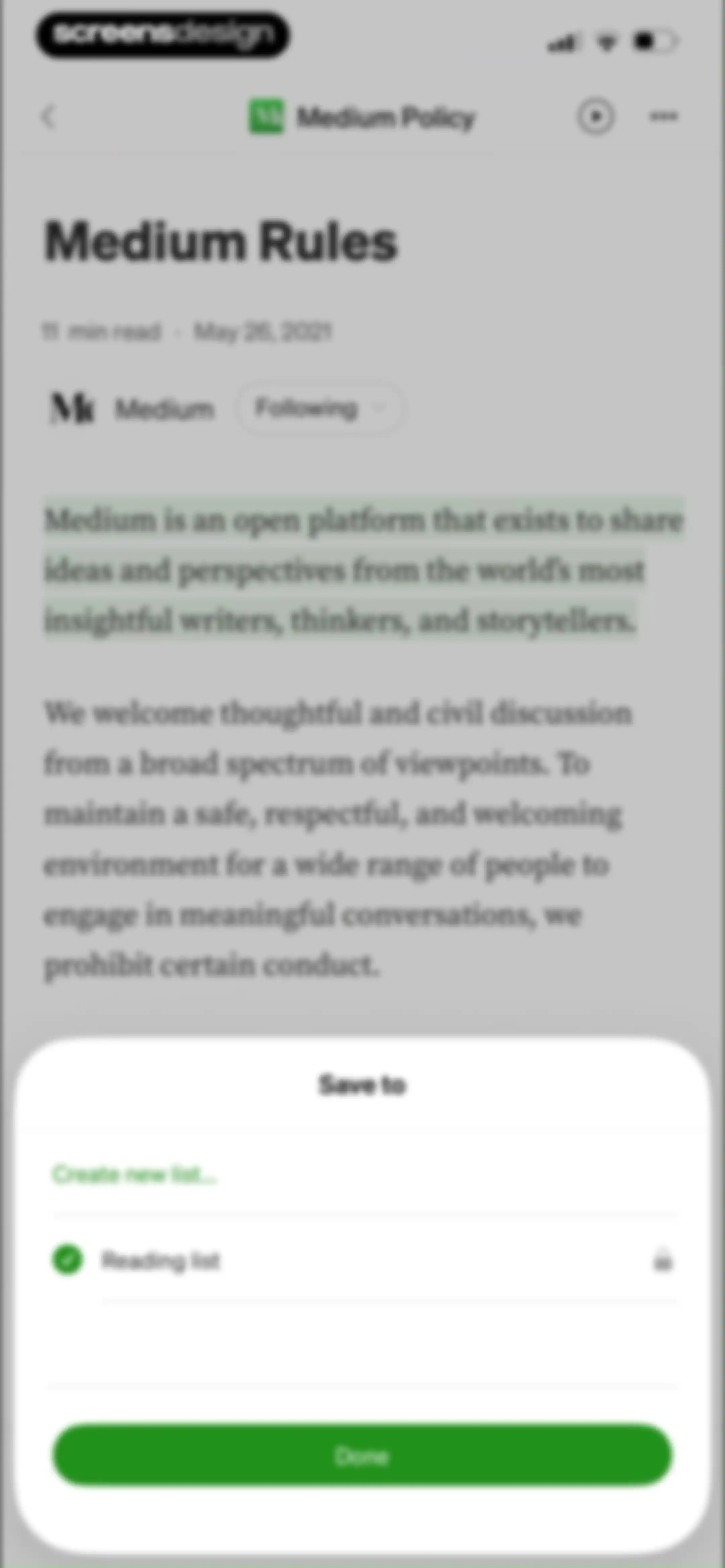 Medium: Read & Write Stories screen 28