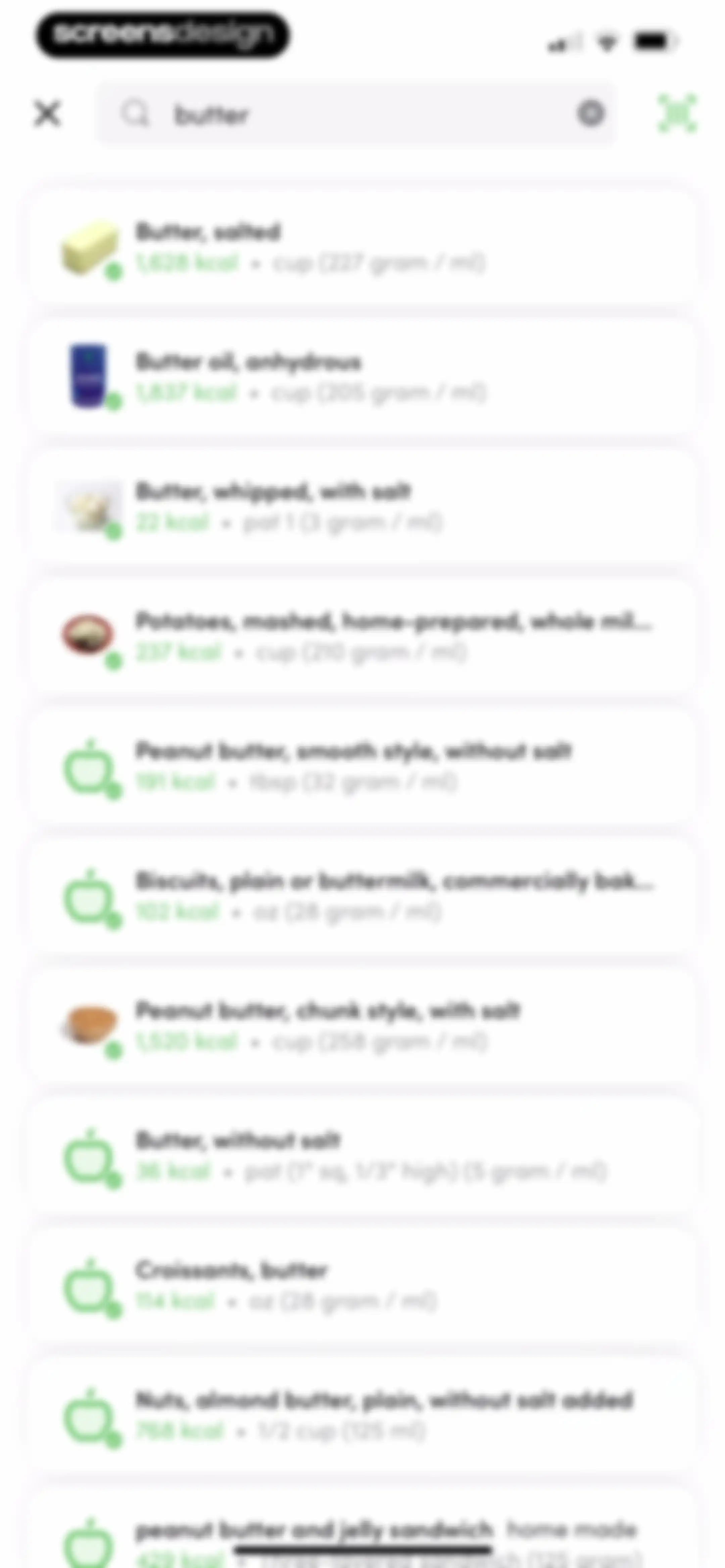 Calories and nutrition tracker screen 54