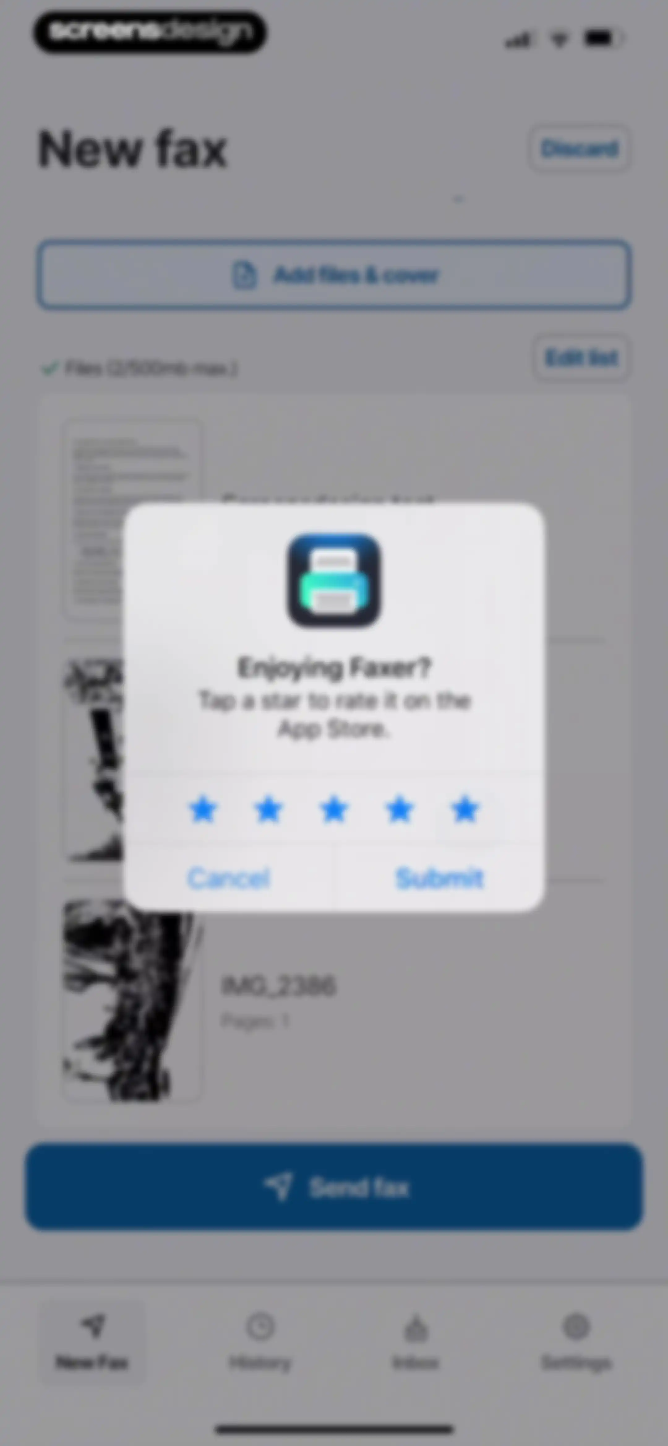 FAX from iPhone・Send doc・Faxer screen 16