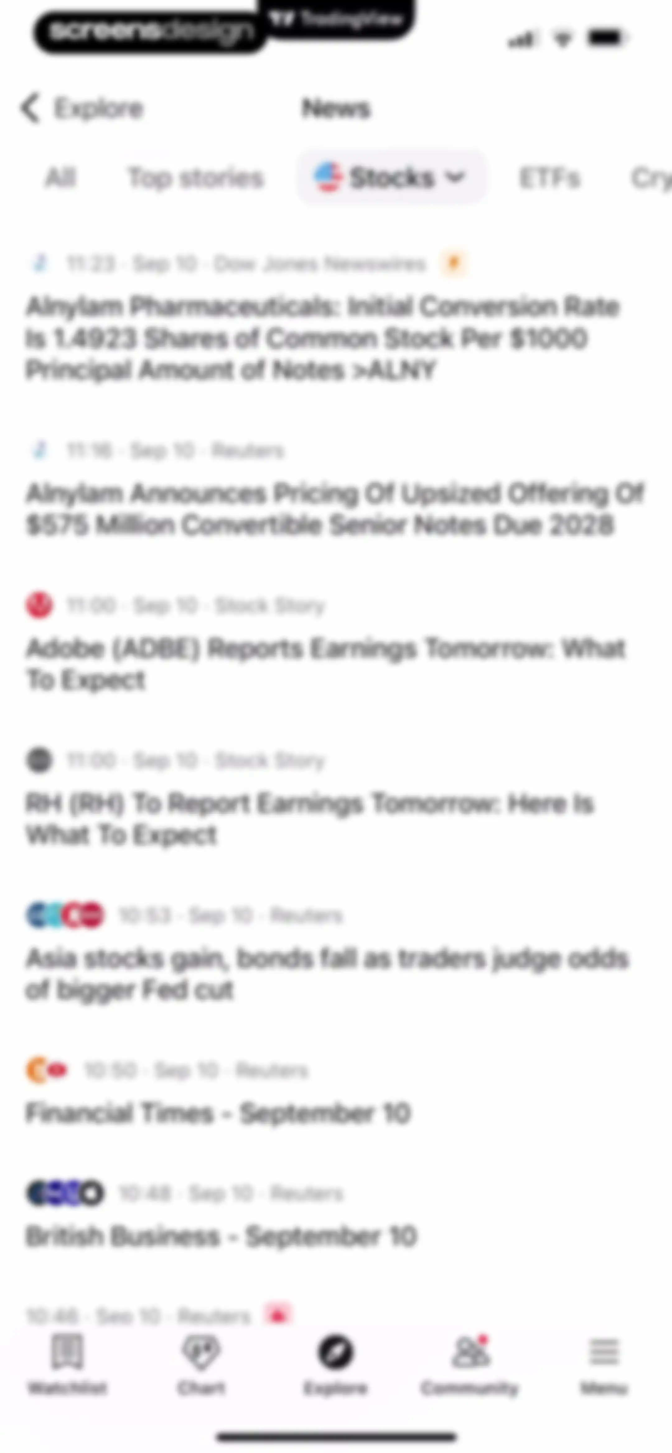 TradingView: Track All Markets screen 184