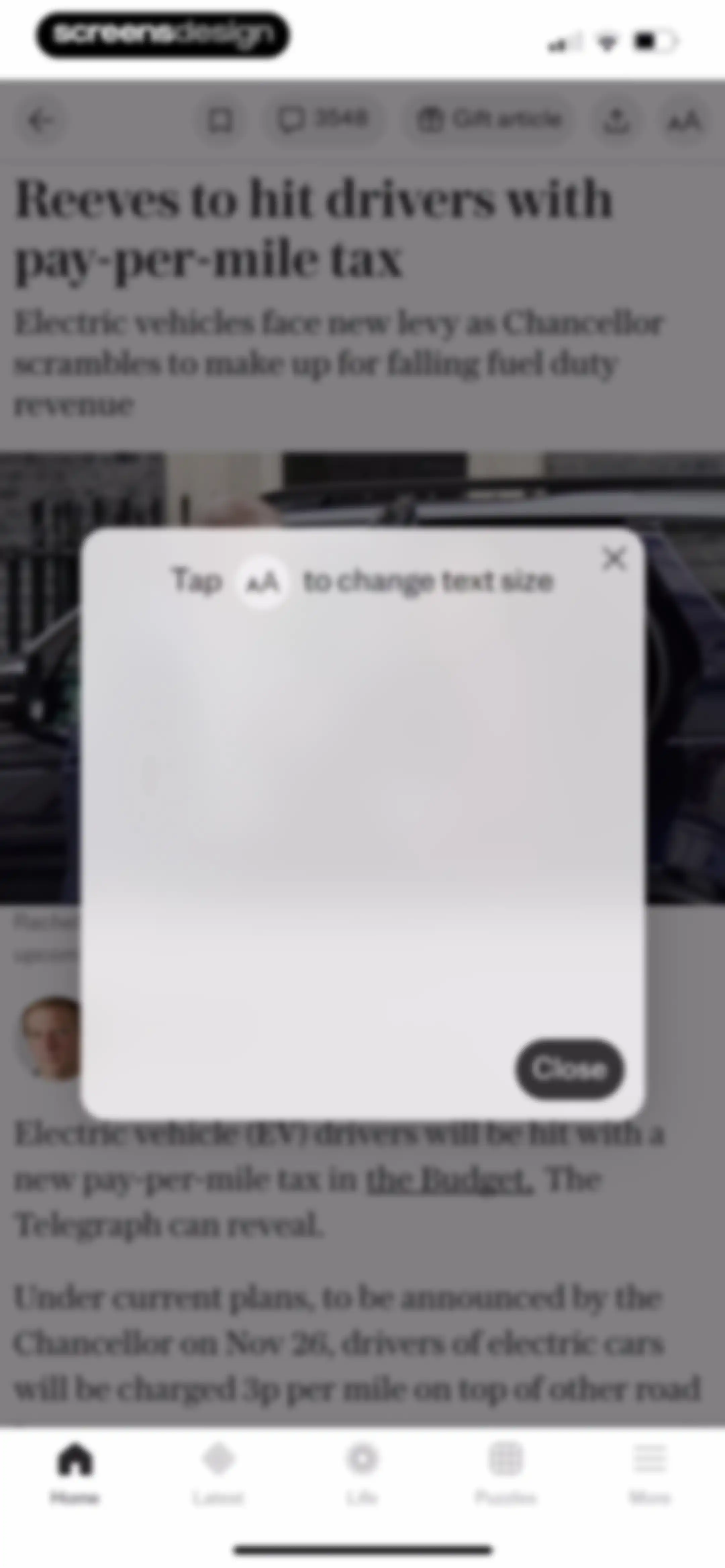 The Telegraph: UK & World News screen 16