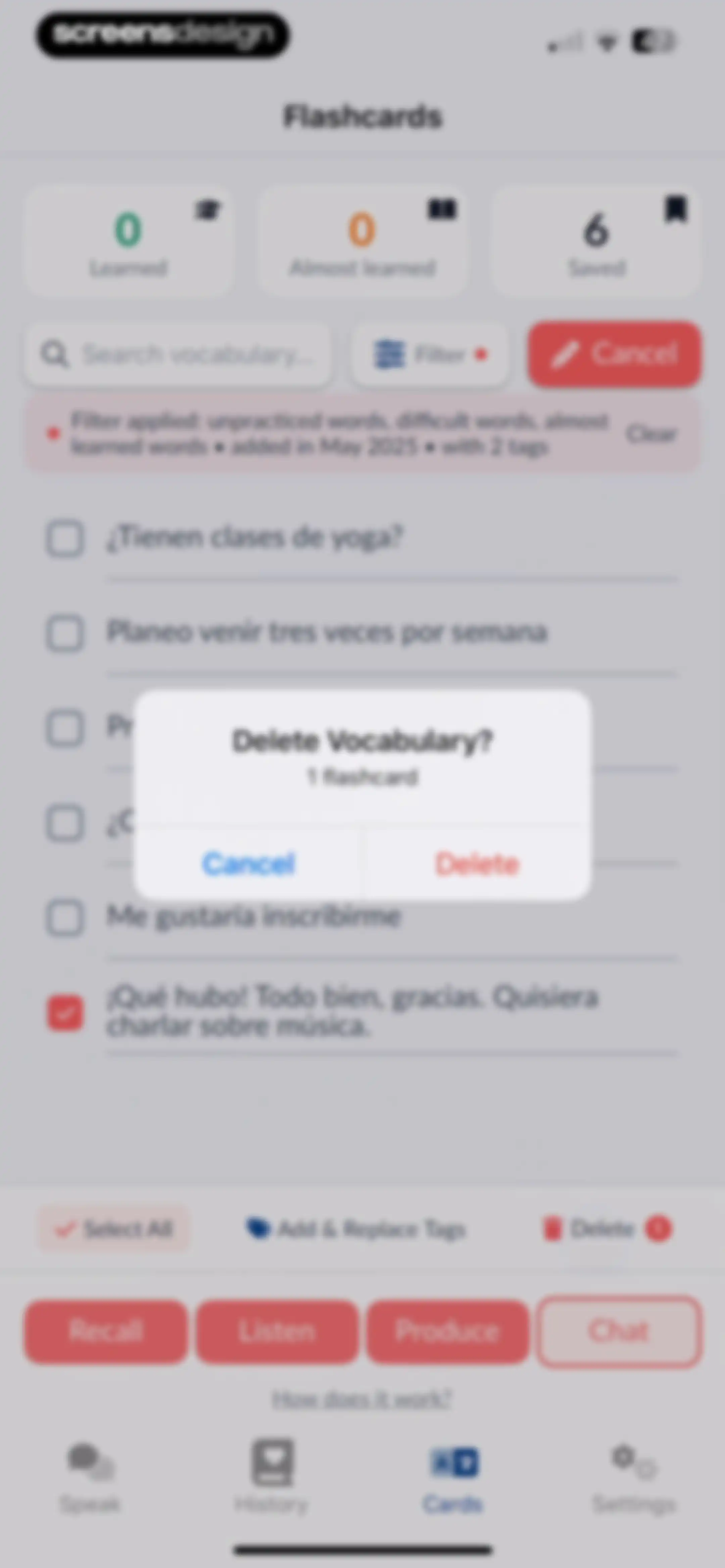 Langua: AI language learning screen 93