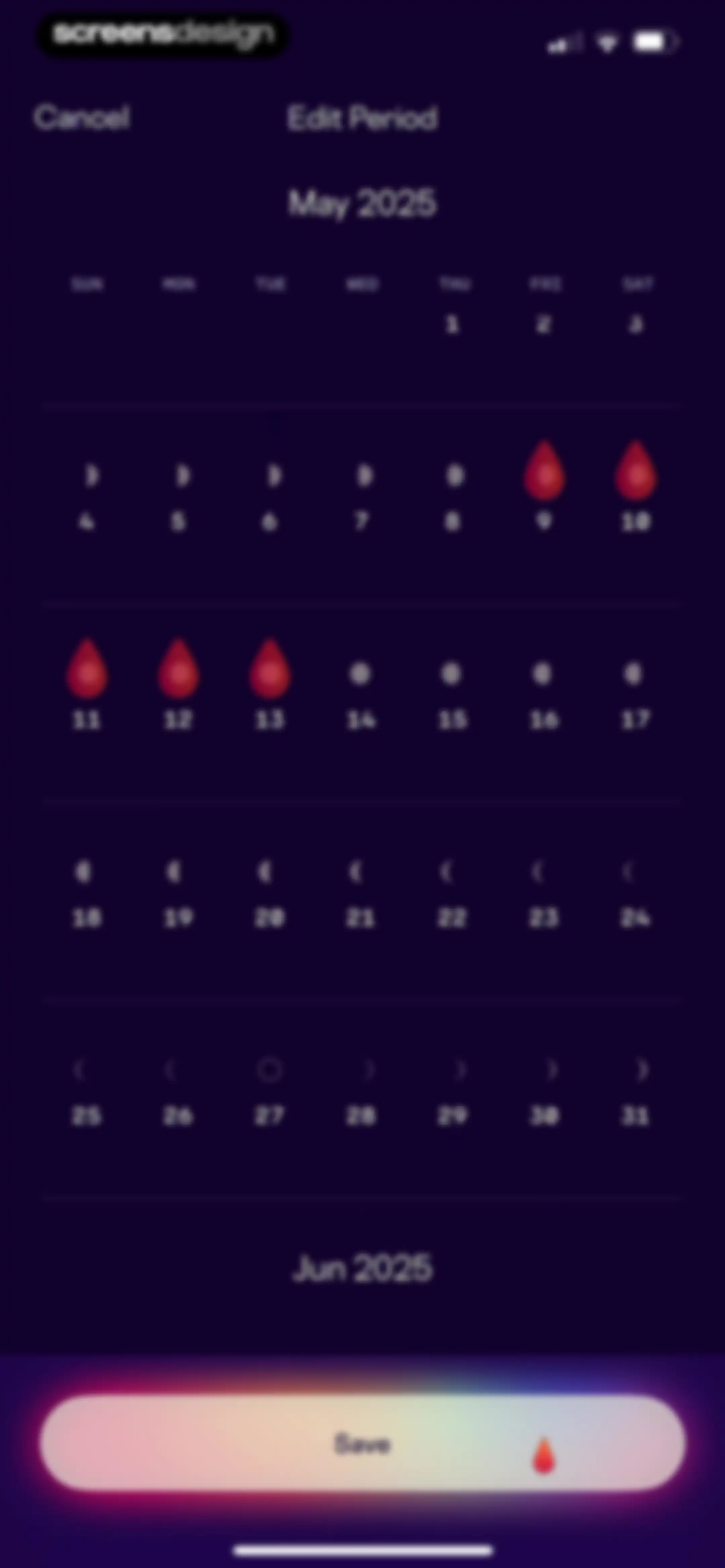 Stardust Period Tracker screen 109