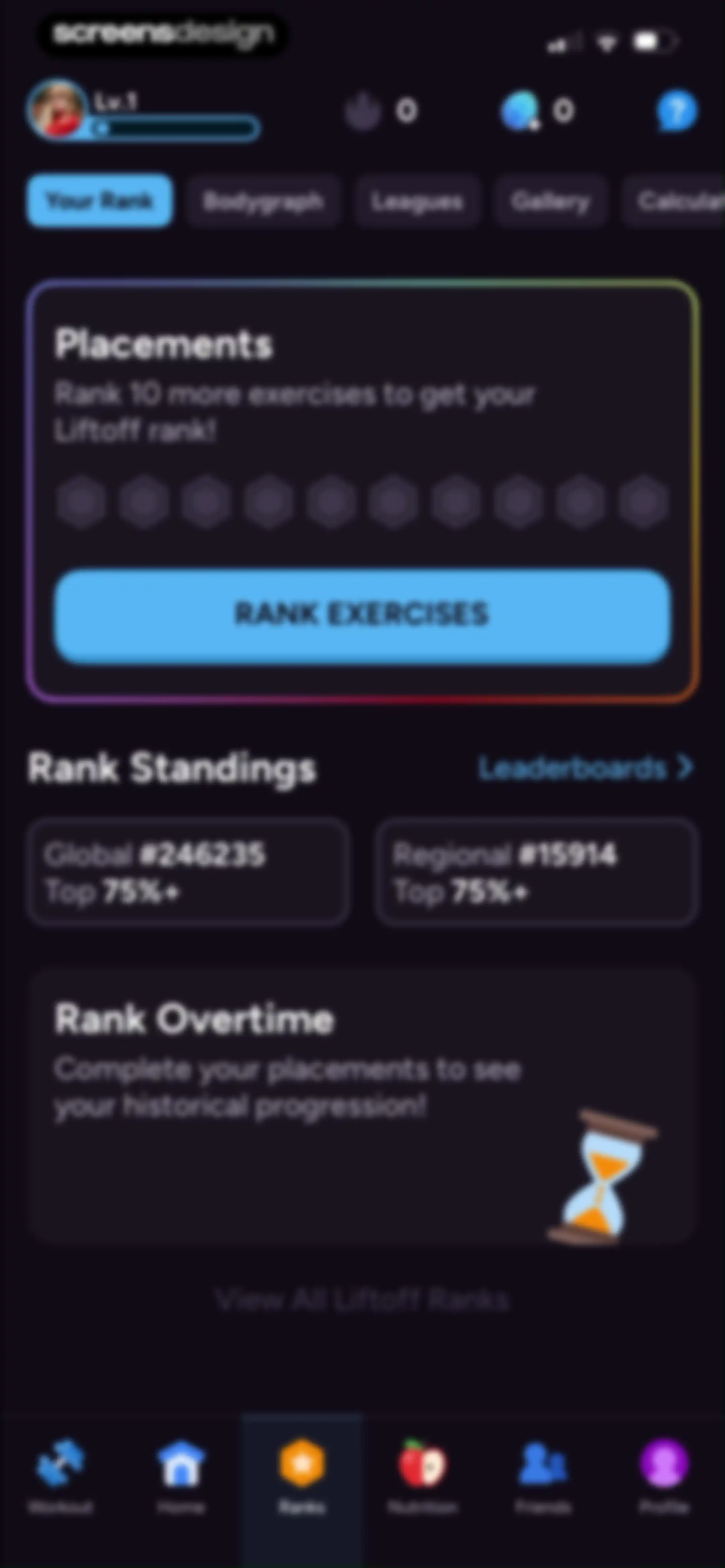Liftoff - Ranked Gym Workouts screen 226
