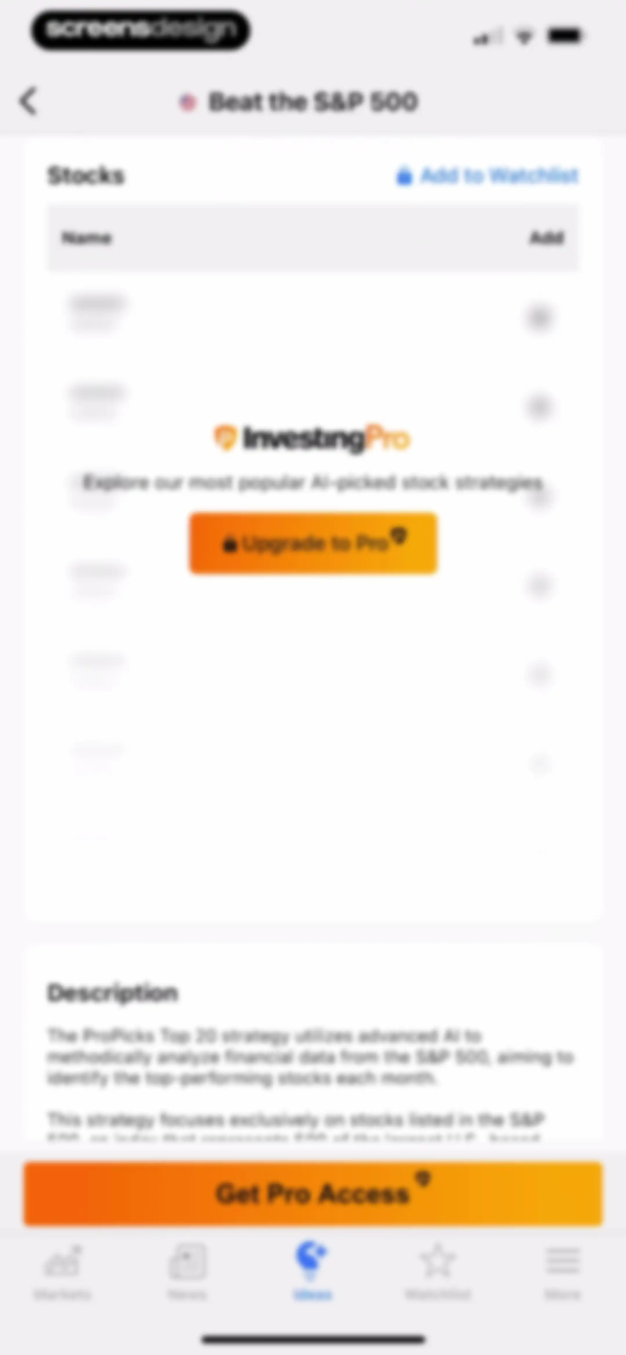 Investing.com: Stock Market screen 80
