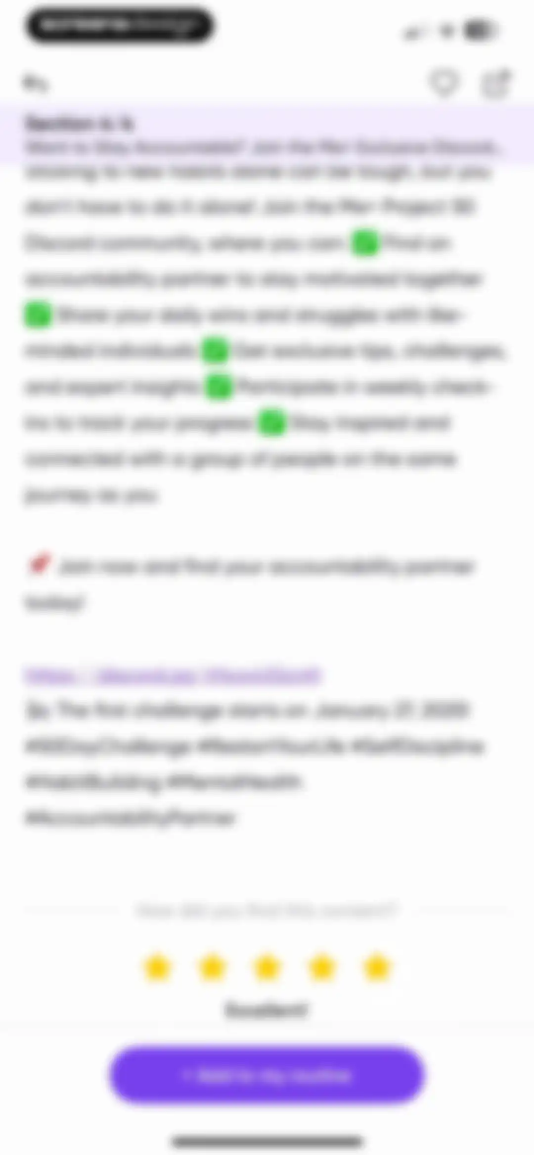 Me+ Lifestyle Routine screen 121