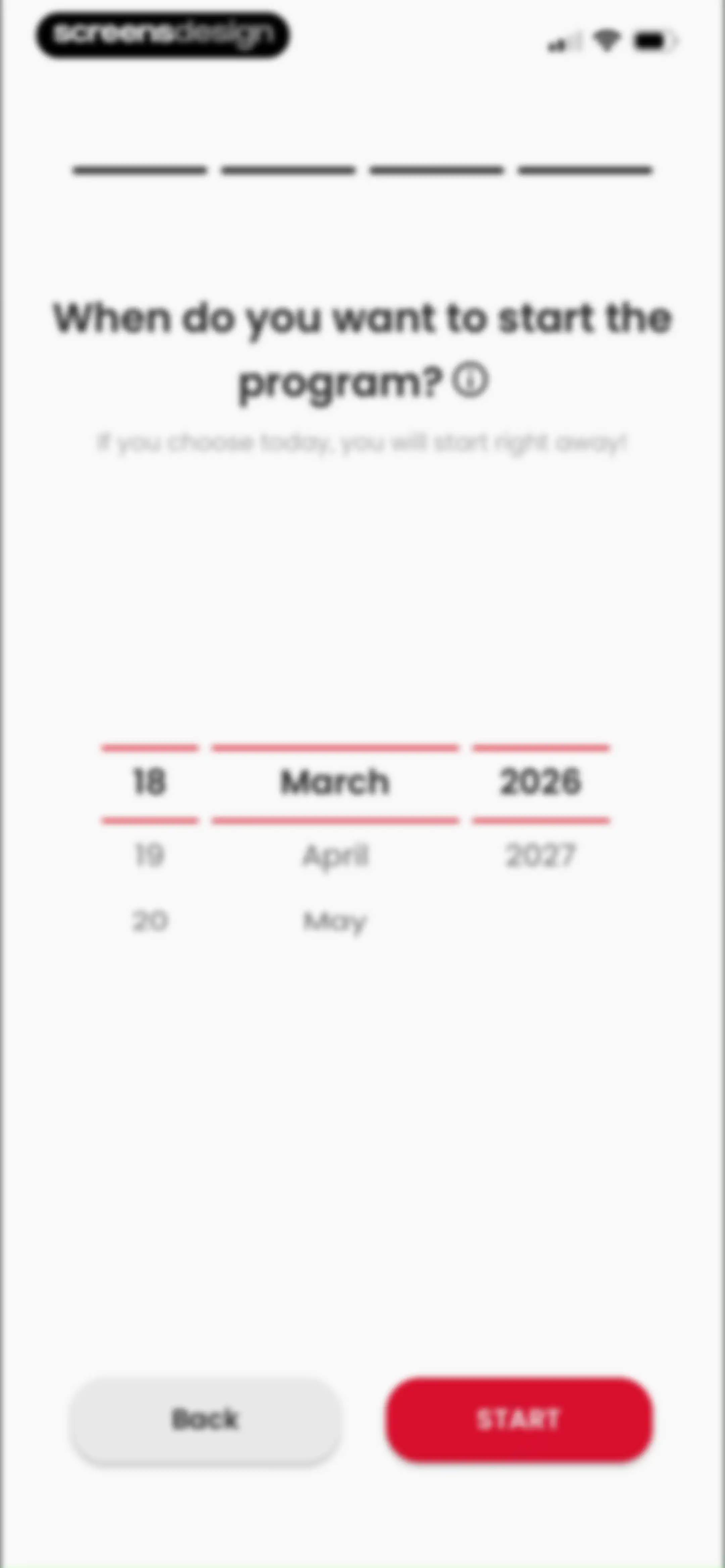 90 Day Challenge screen 106