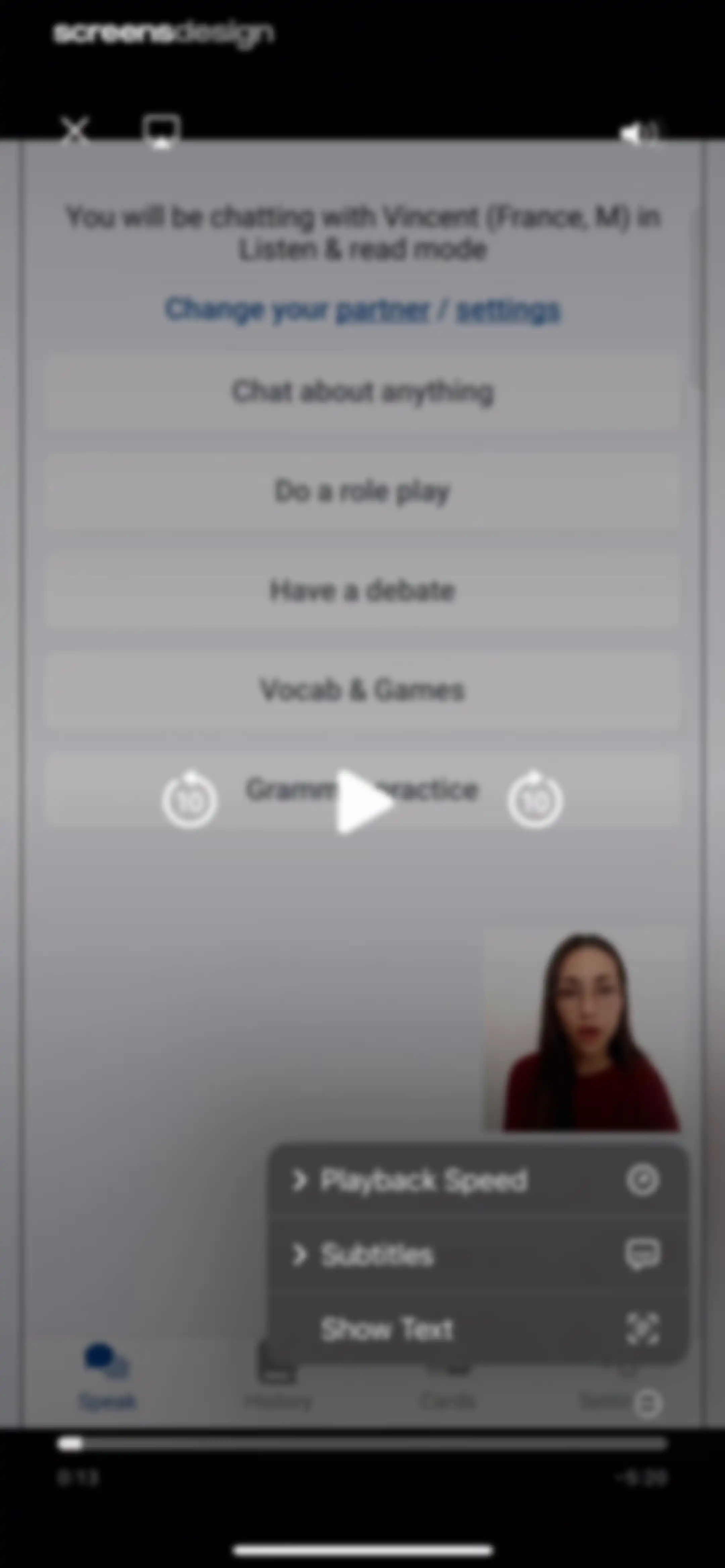 Langua: AI language learning screen 19