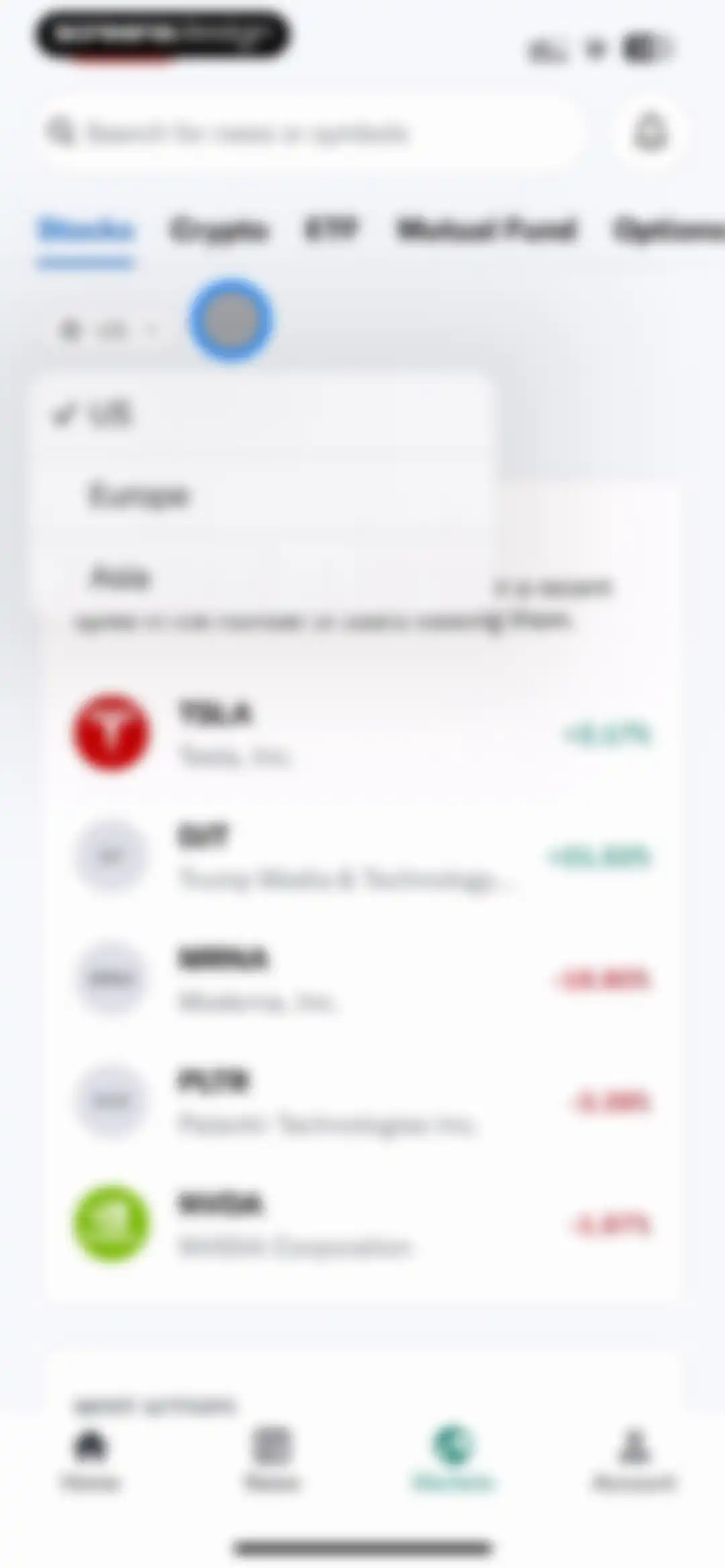 Yahoo Finance: Stocks, Markets screen 167