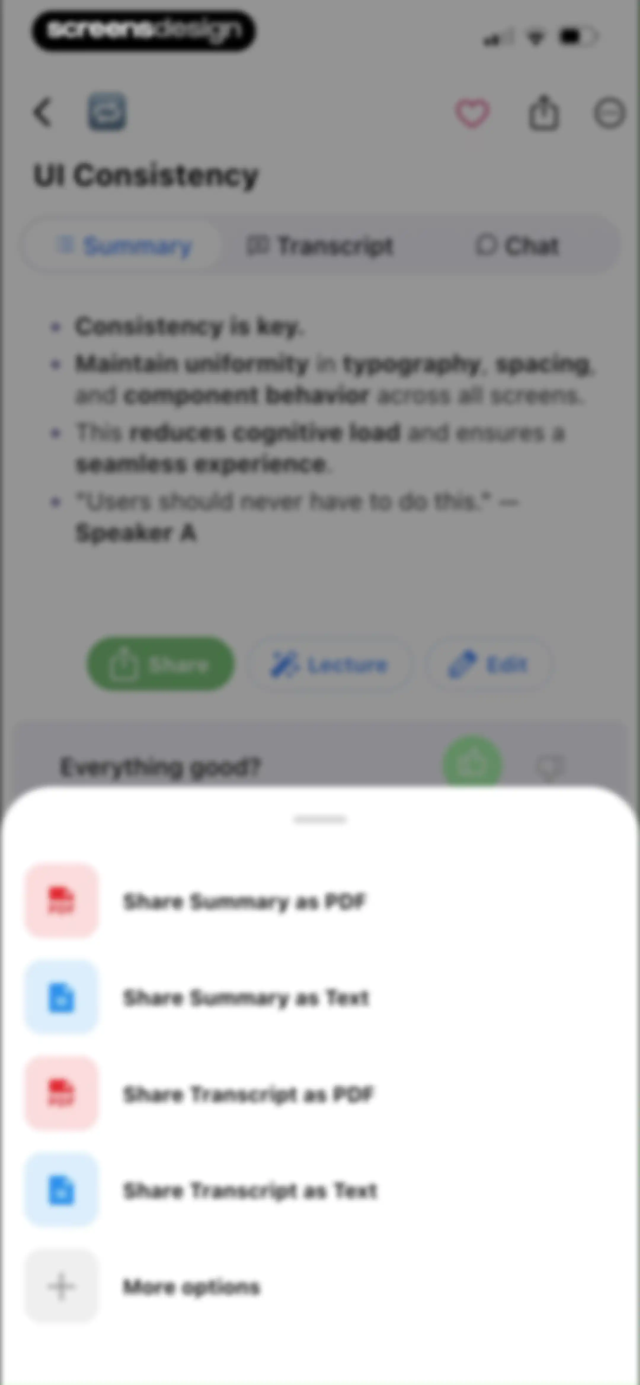 Summary - AI Note Taker screen 49