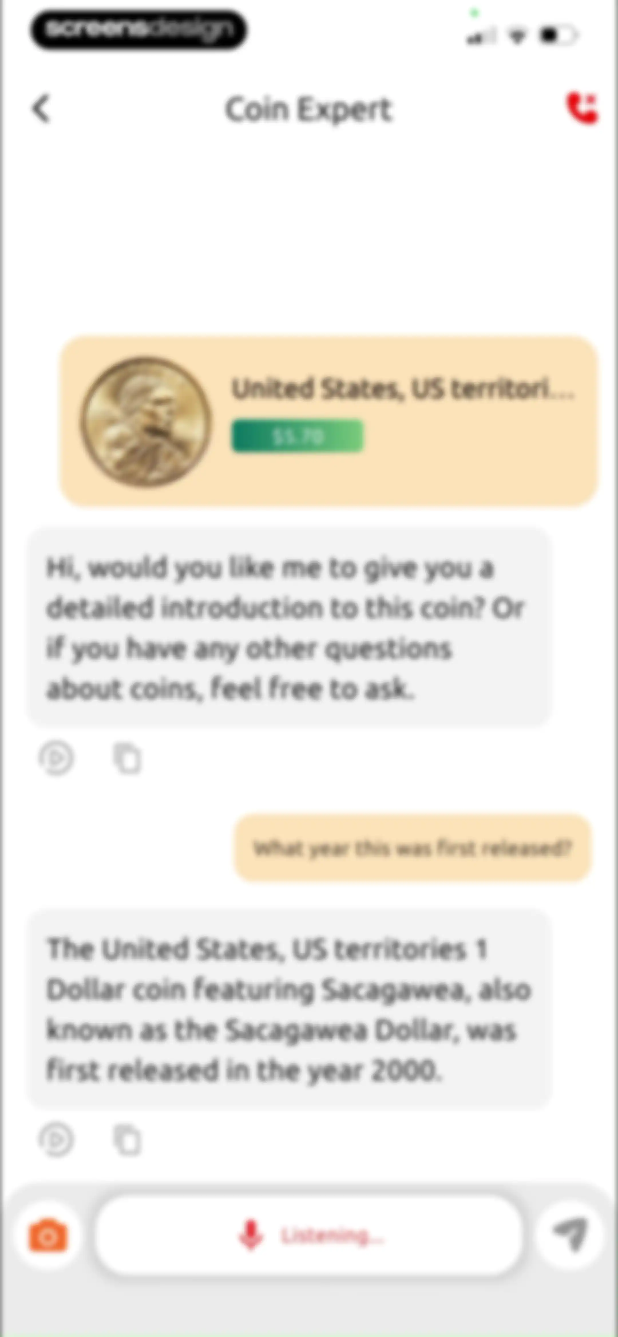 ChatCoin: Coin Identifier screen 33