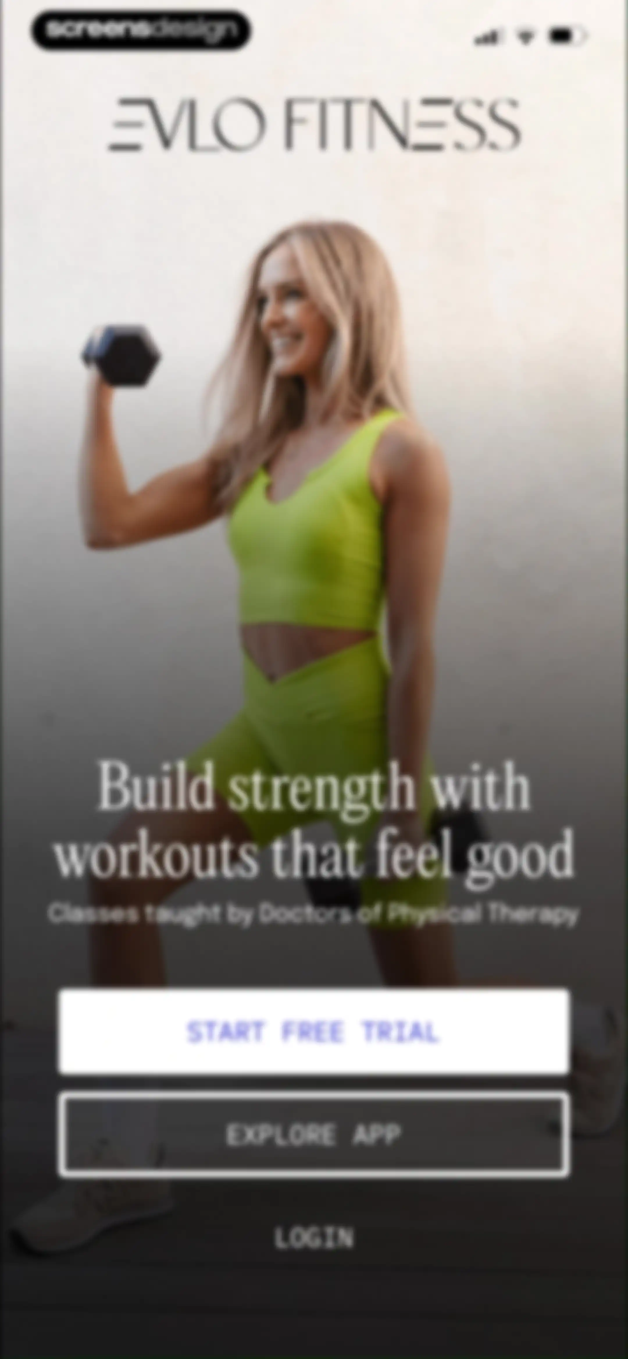 Evlo Fitness screen 2