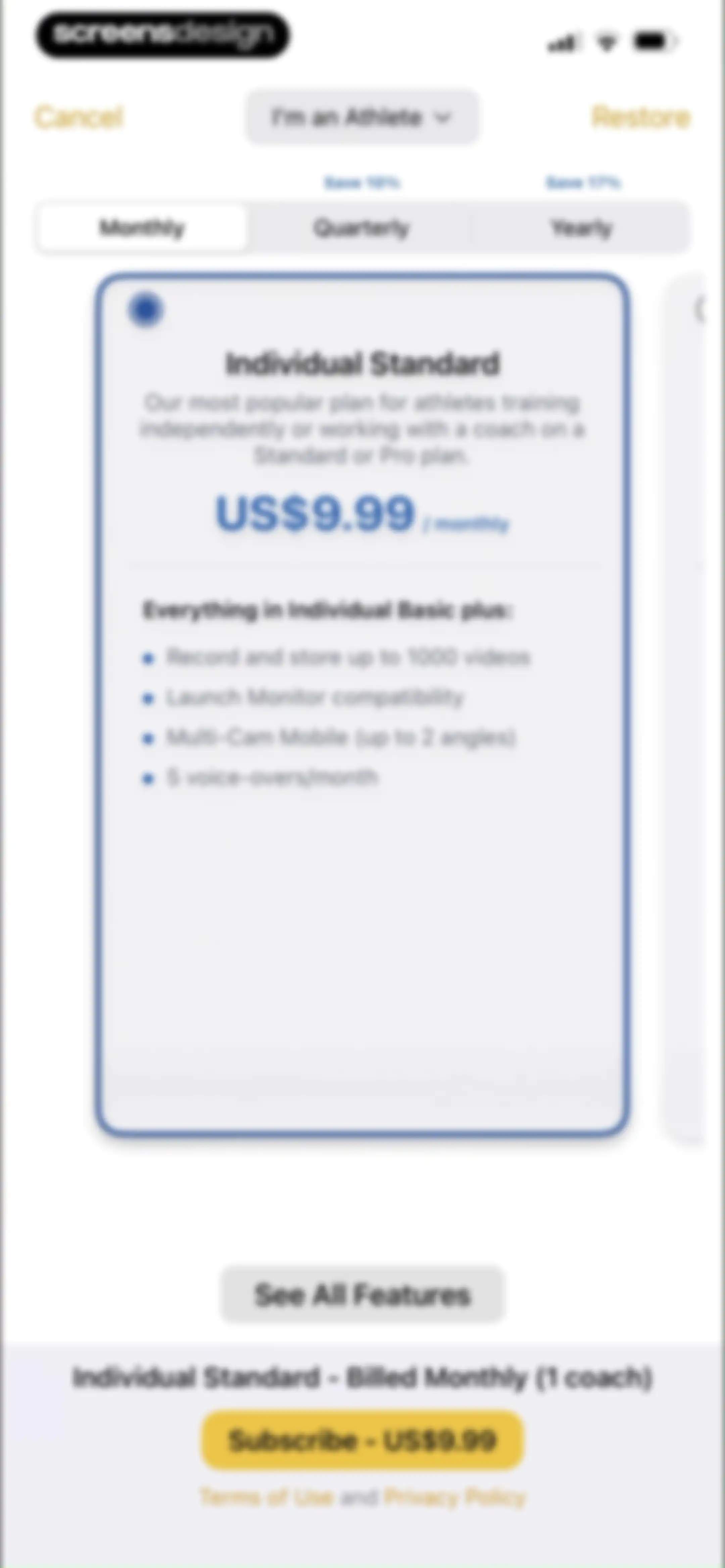 Onform: Video Analysis App screen 86