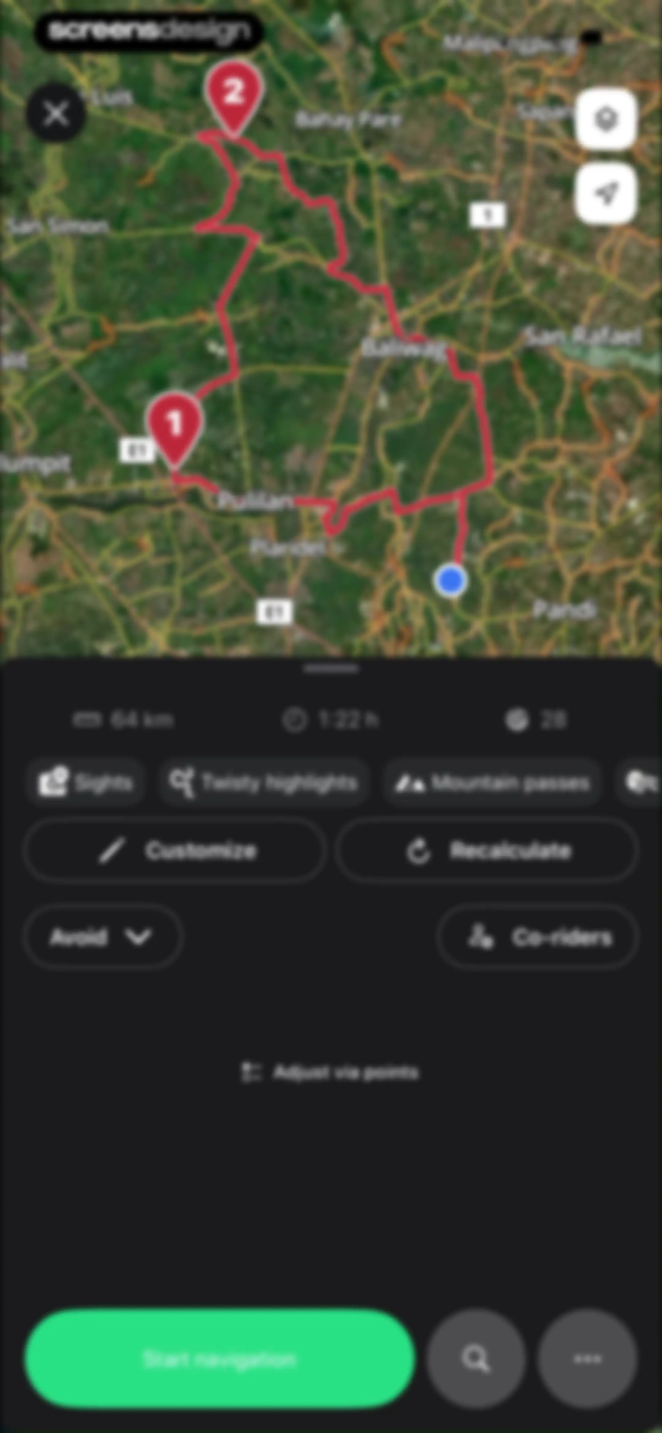 calimoto Motorcycle Navigation screen 55
