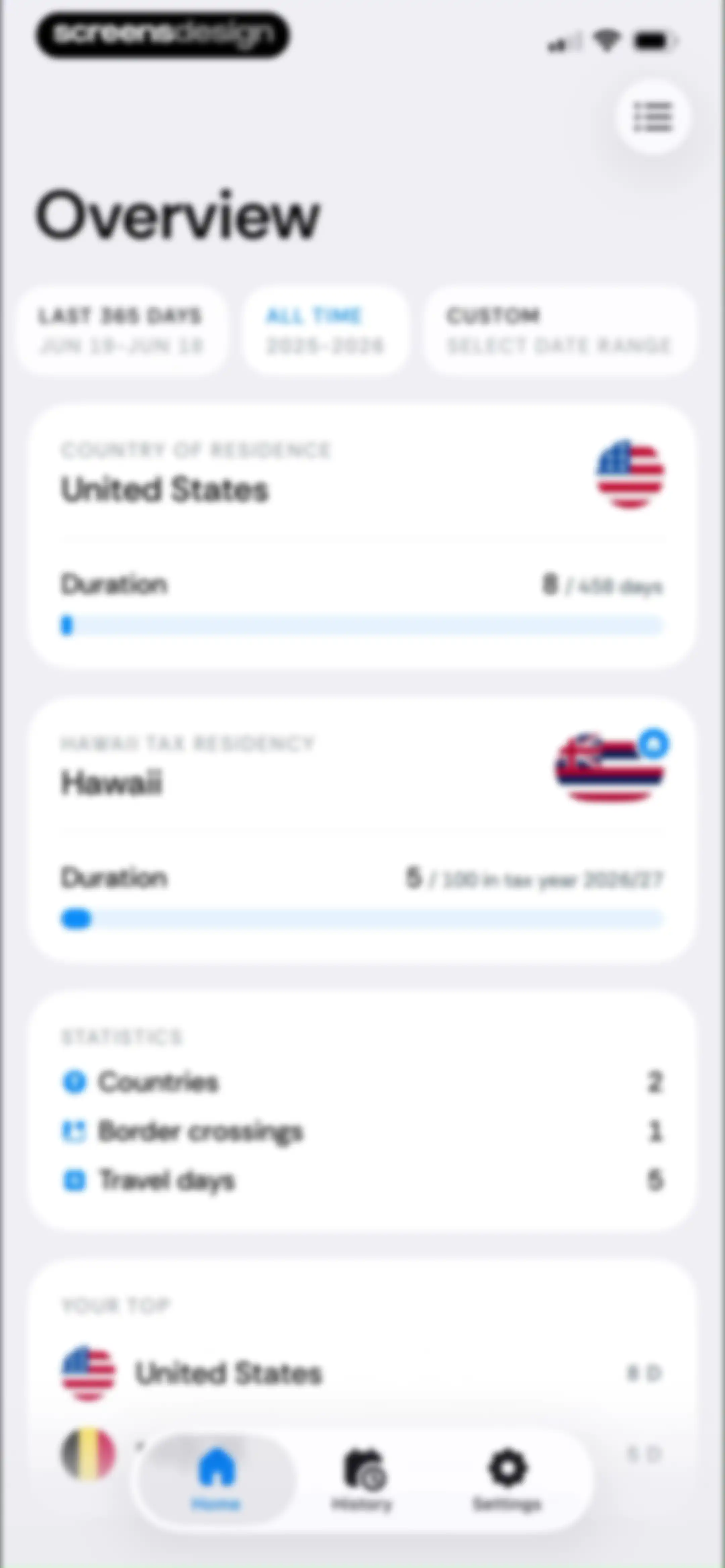 Country Days Tracker: Bounded screen 67