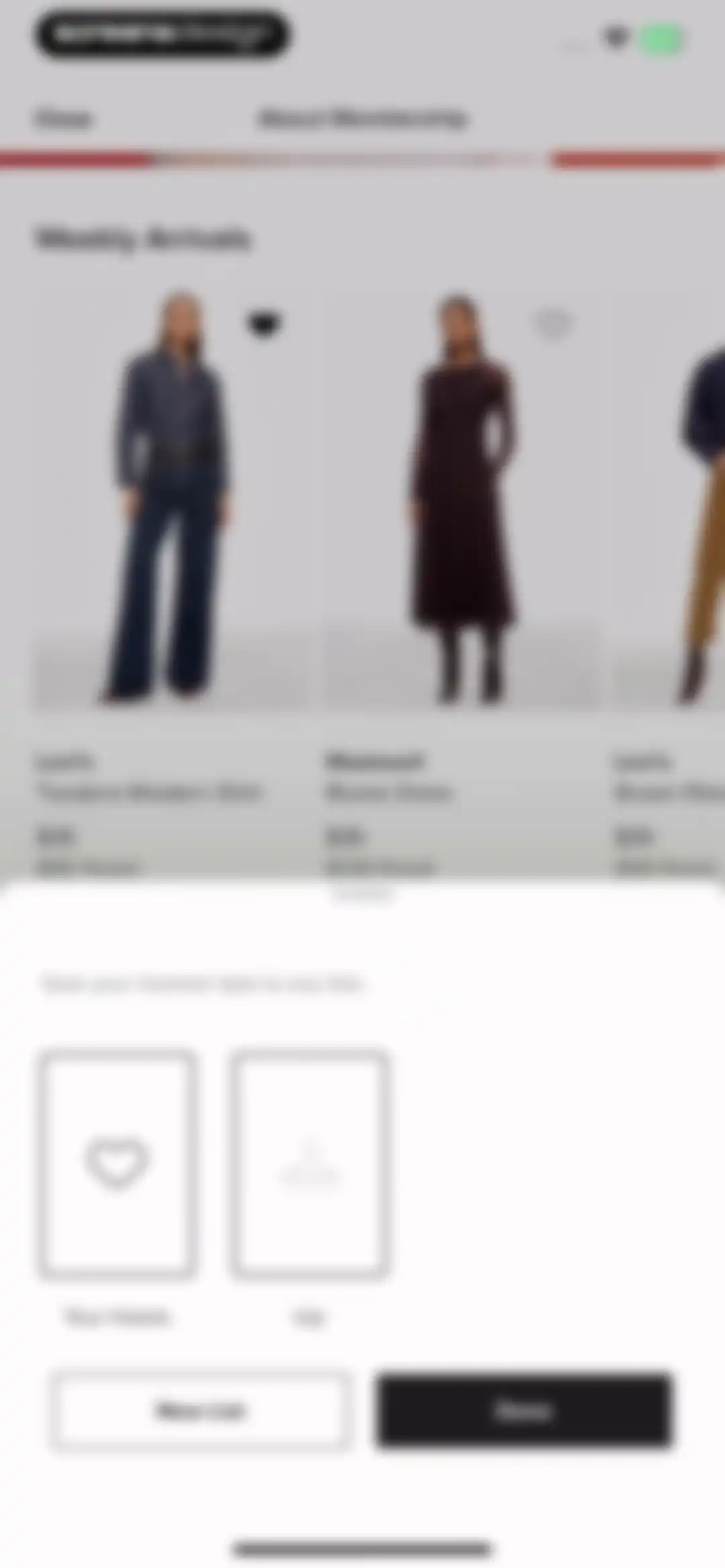 Rent the Runway (RTR) screen 15