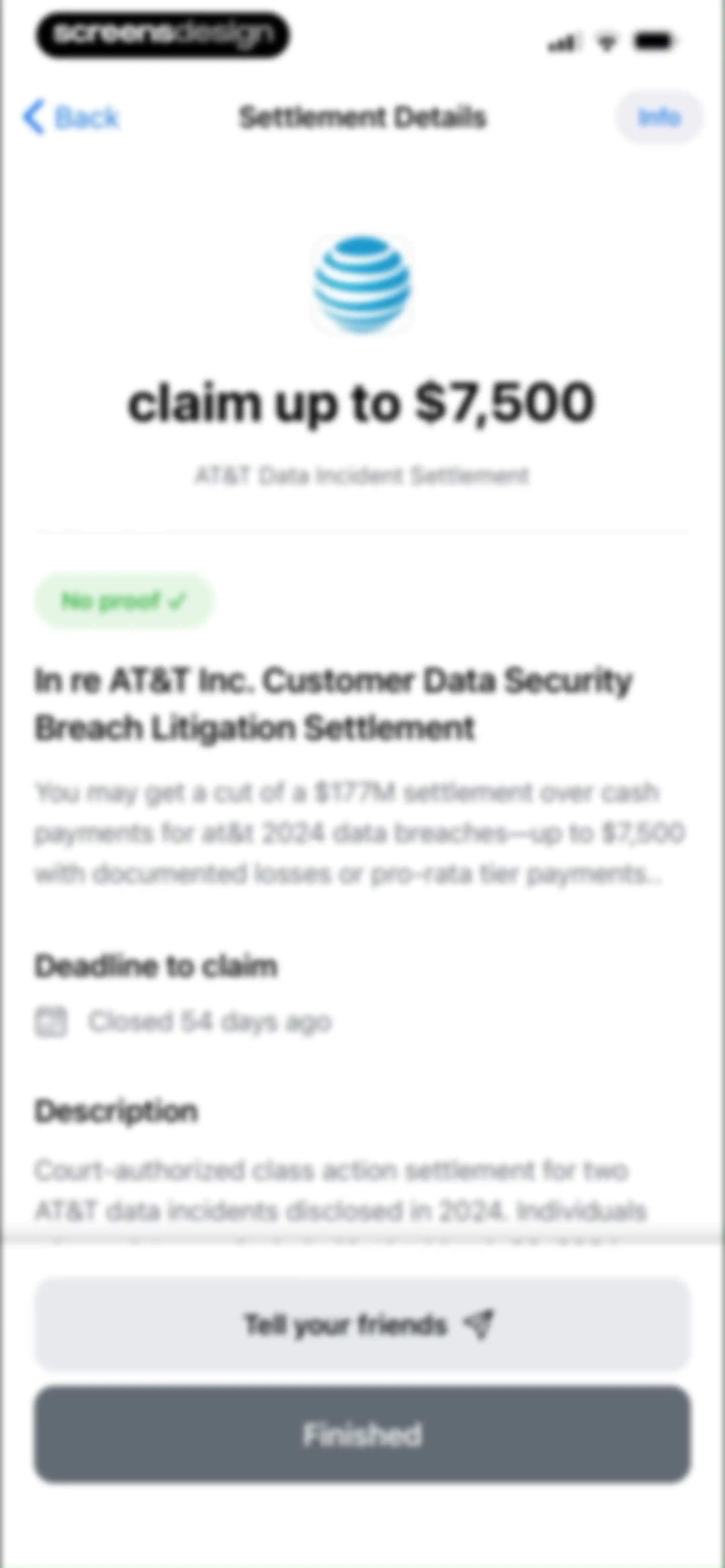 Payout: Claim Class Actions screen 35