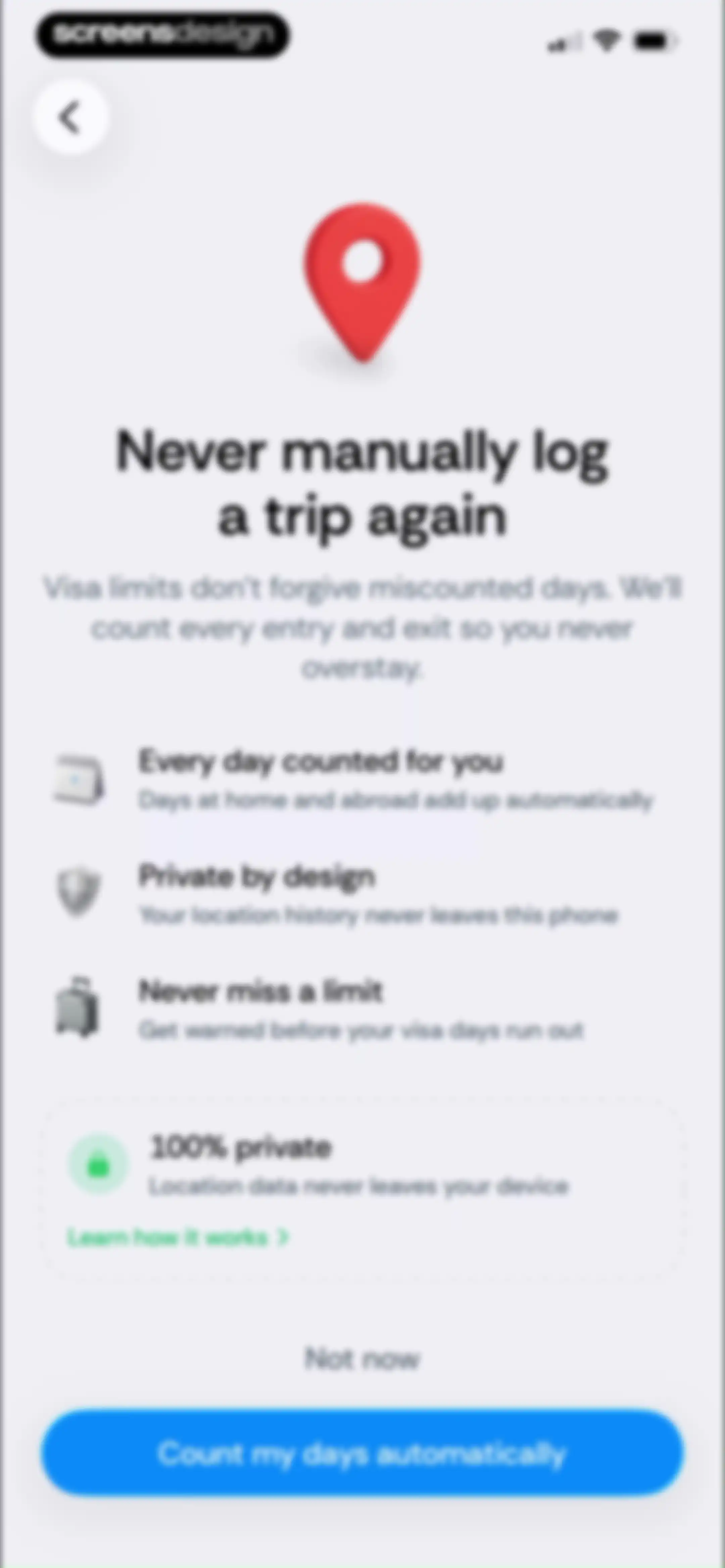 Country Days Tracker: Bounded screen 15
