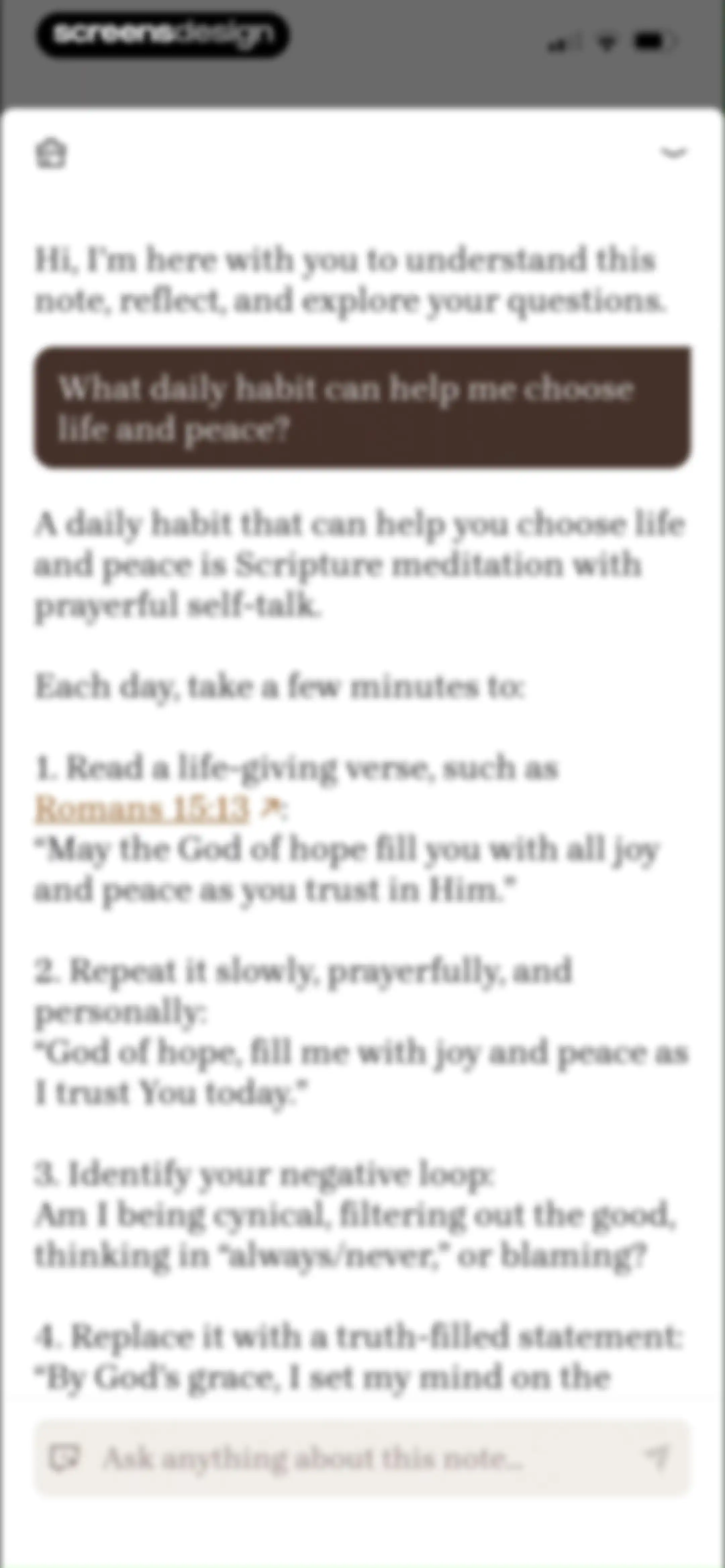 Bible Note: Sermon Notes screen 44