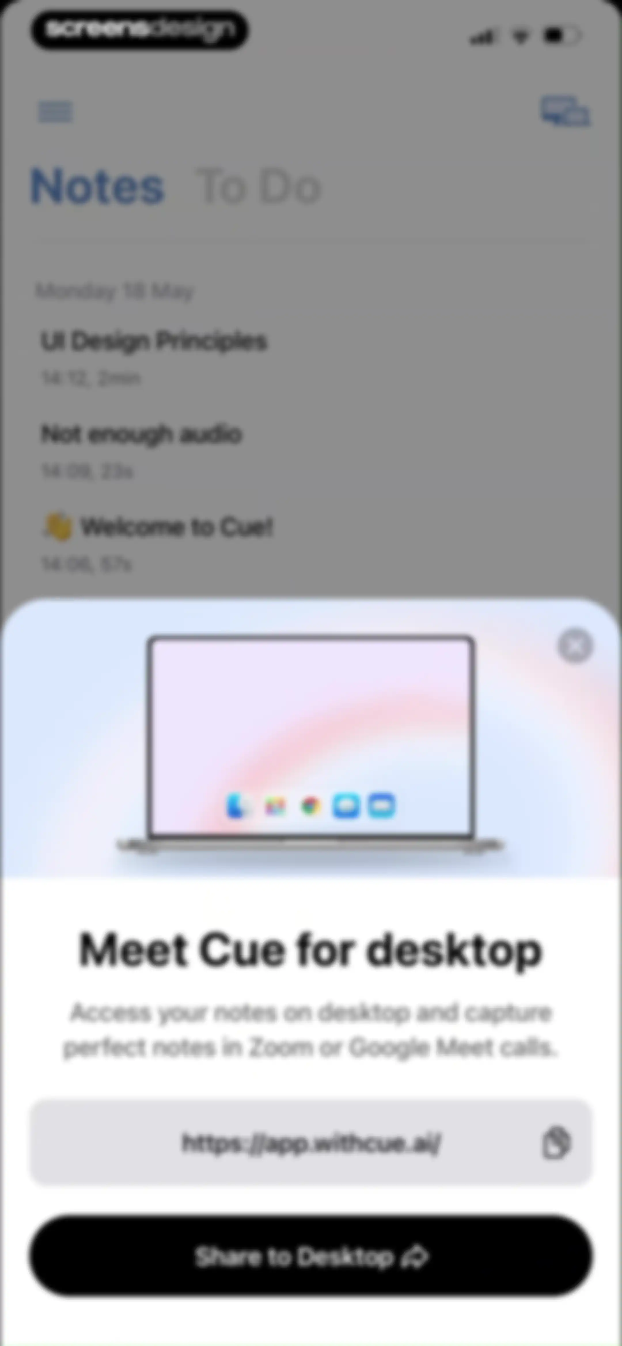 Cue: AI Note Taker & Recorder screen 72