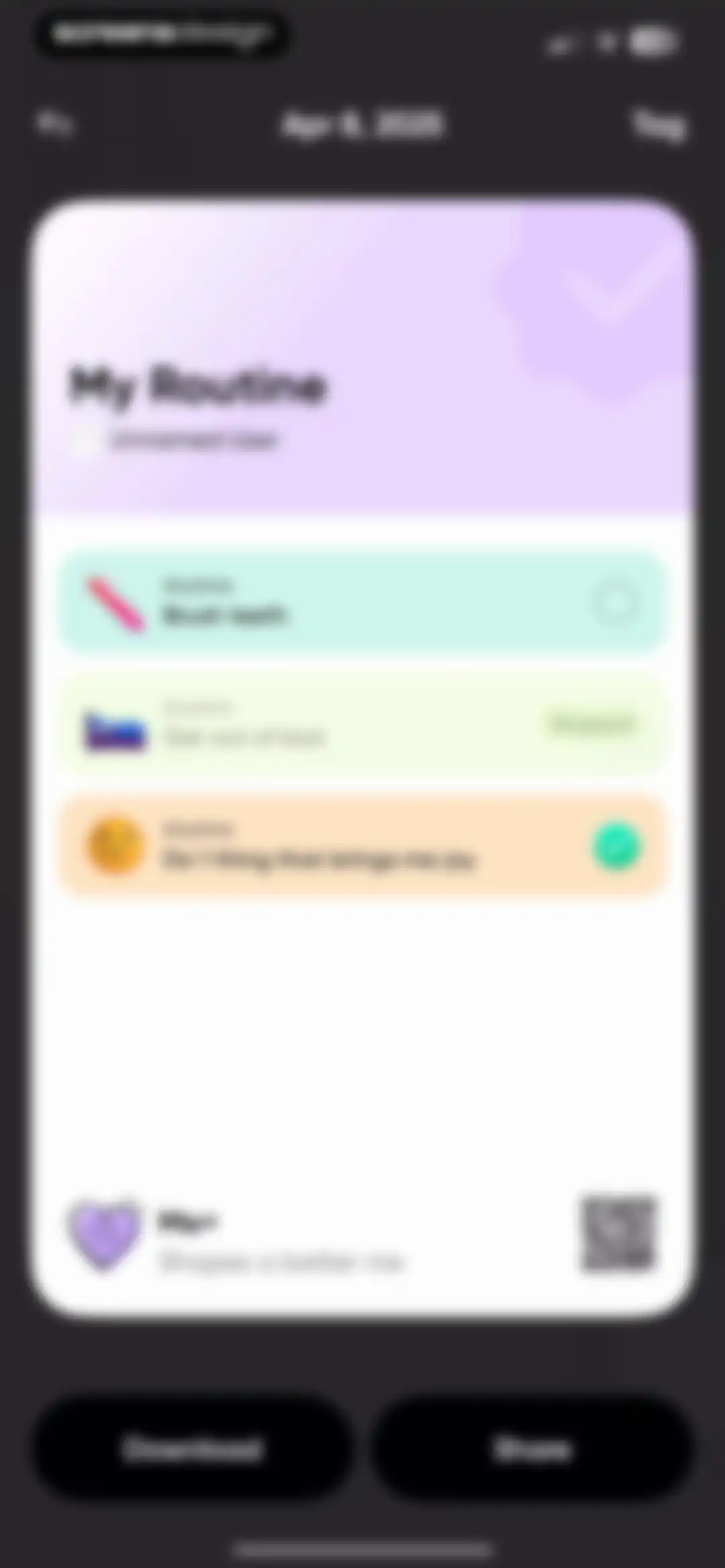 Me+ Lifestyle Routine screen 109