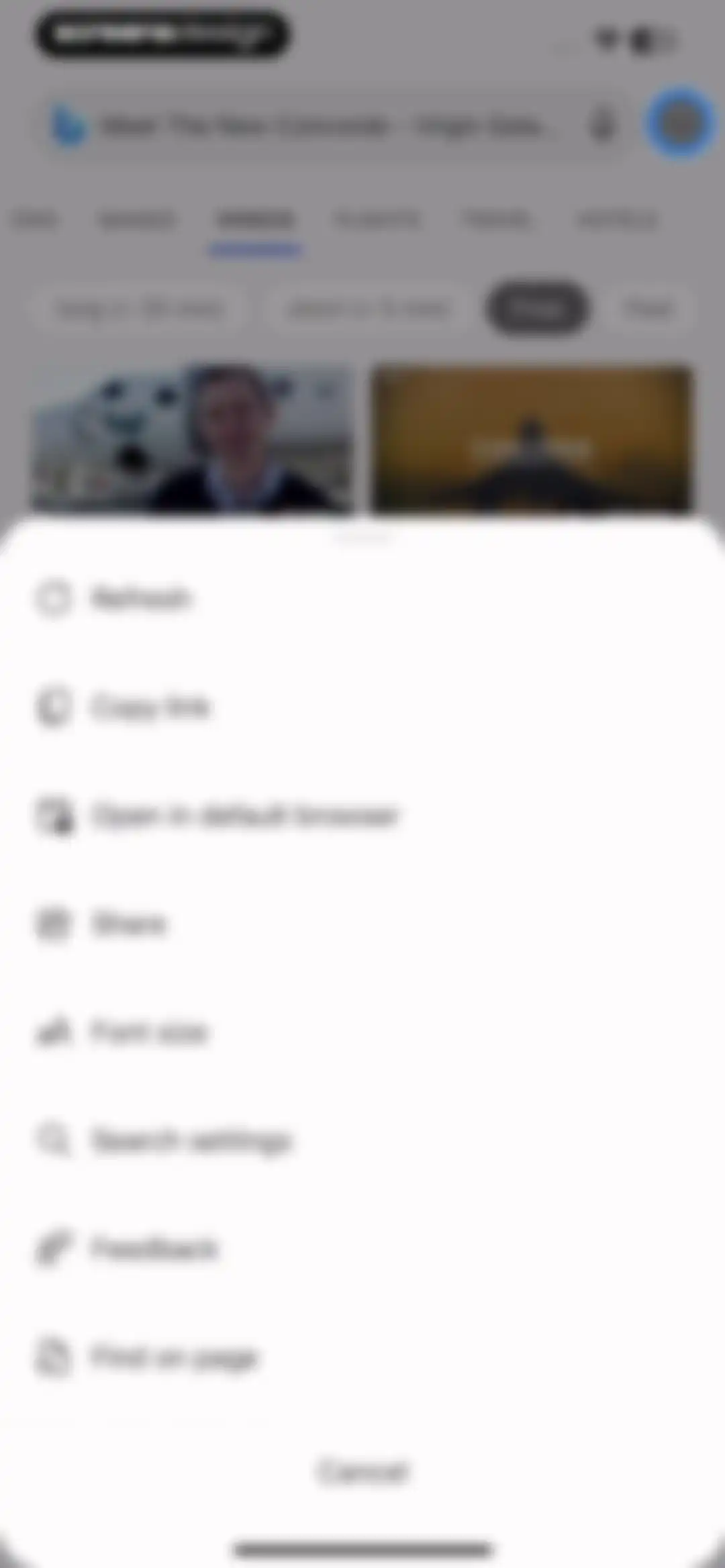 Microsoft Bing Search screen 114