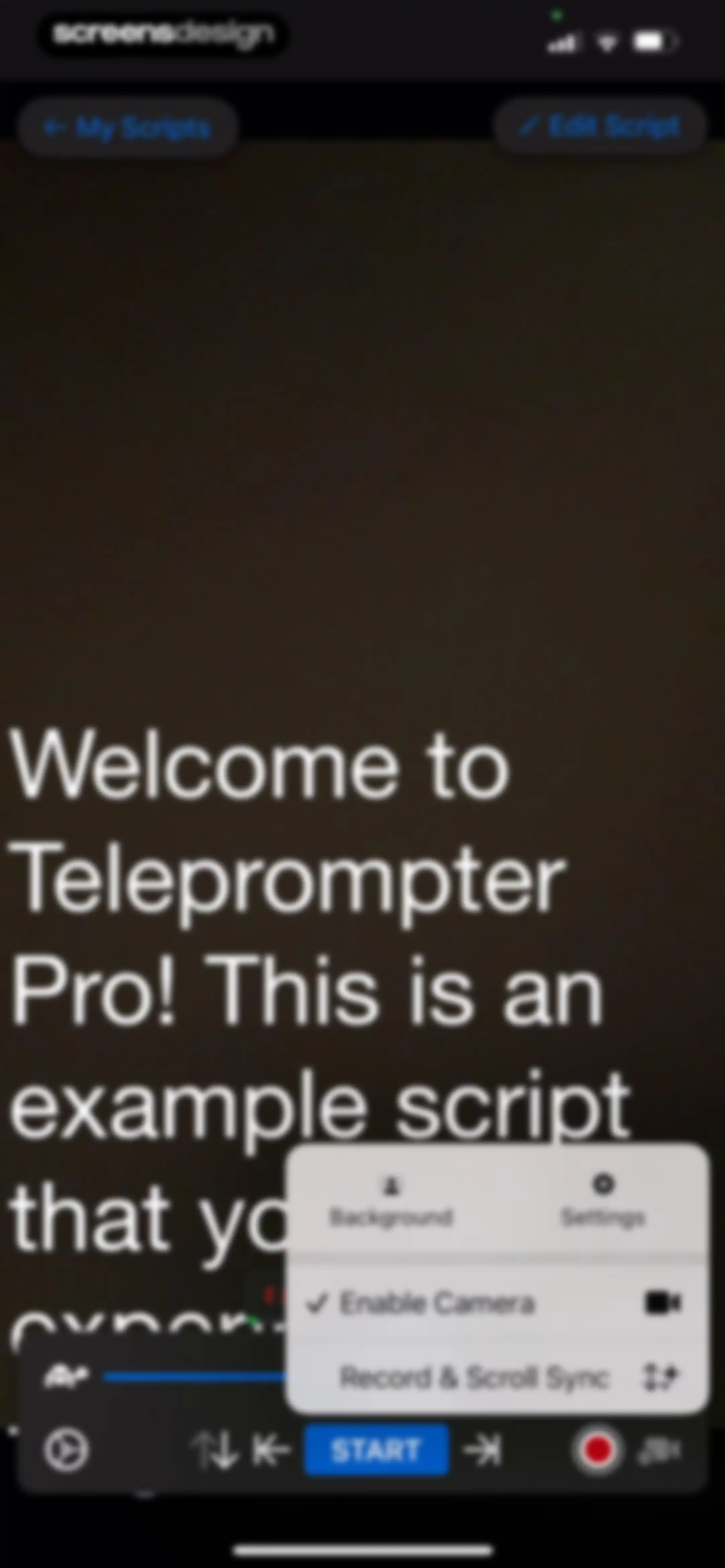 Teleprompter screen 28