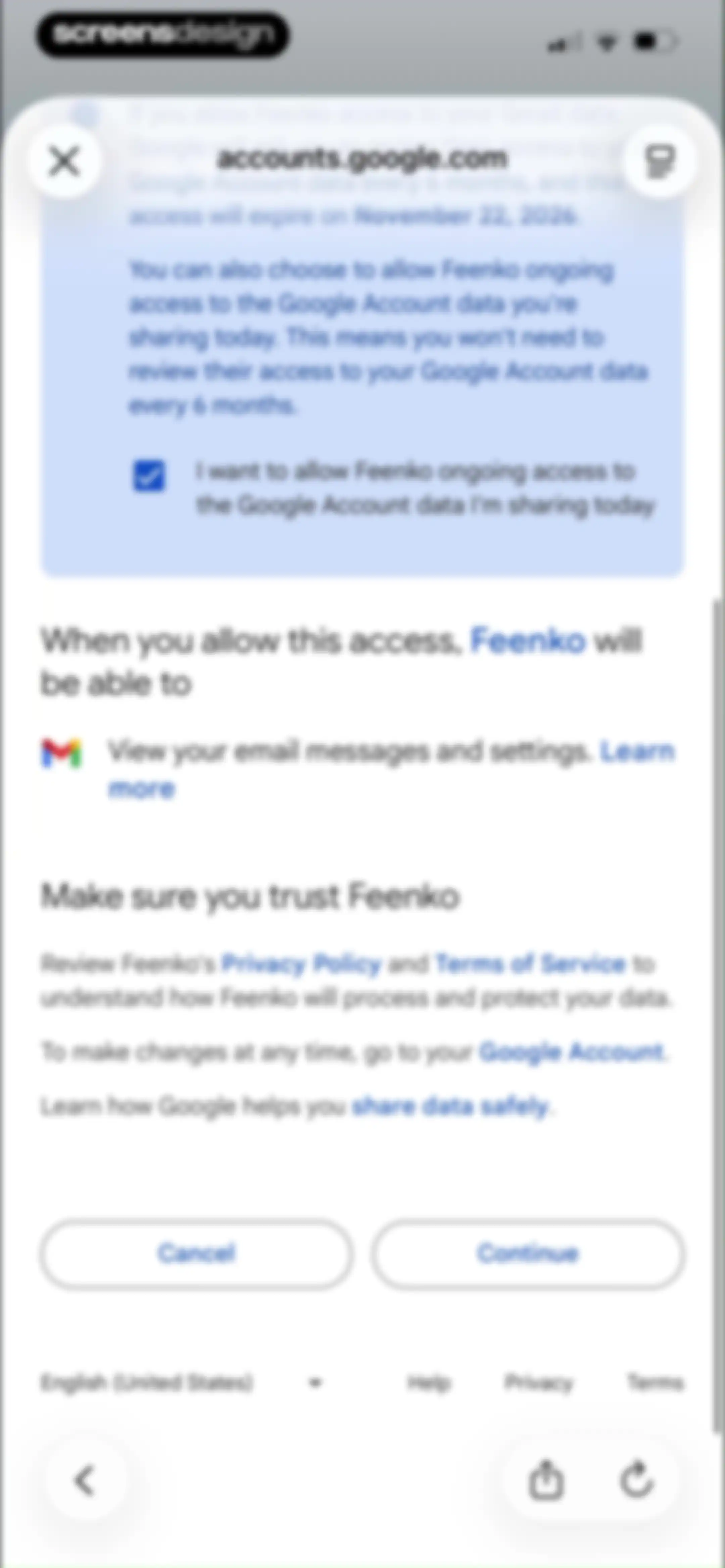 Feenko: Cancel Subscription screen 31