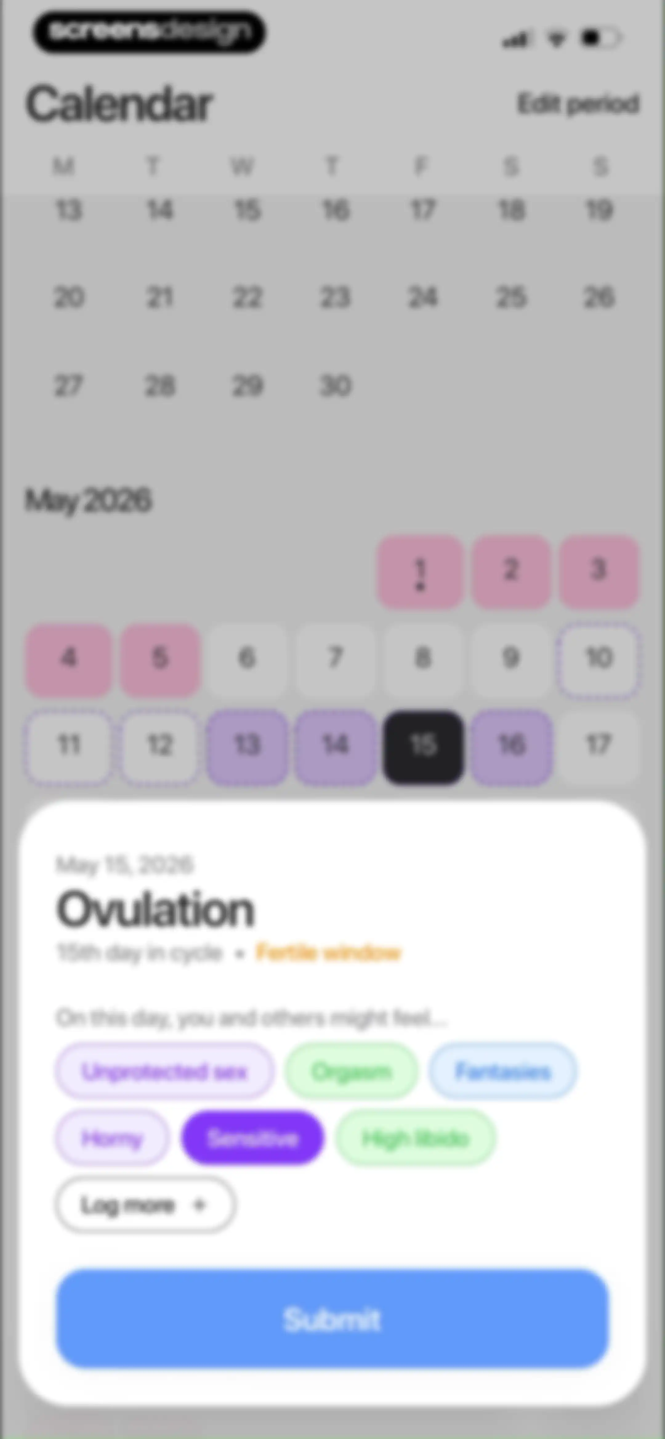 Harmony: Cycle Syncing, Period screen 80