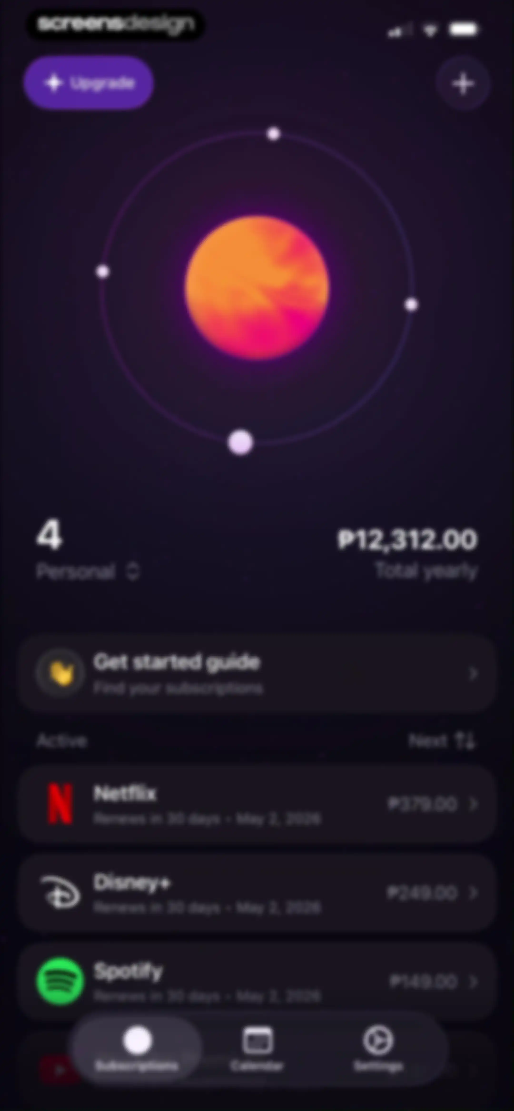 Subscription Manager: Orbit screen 9