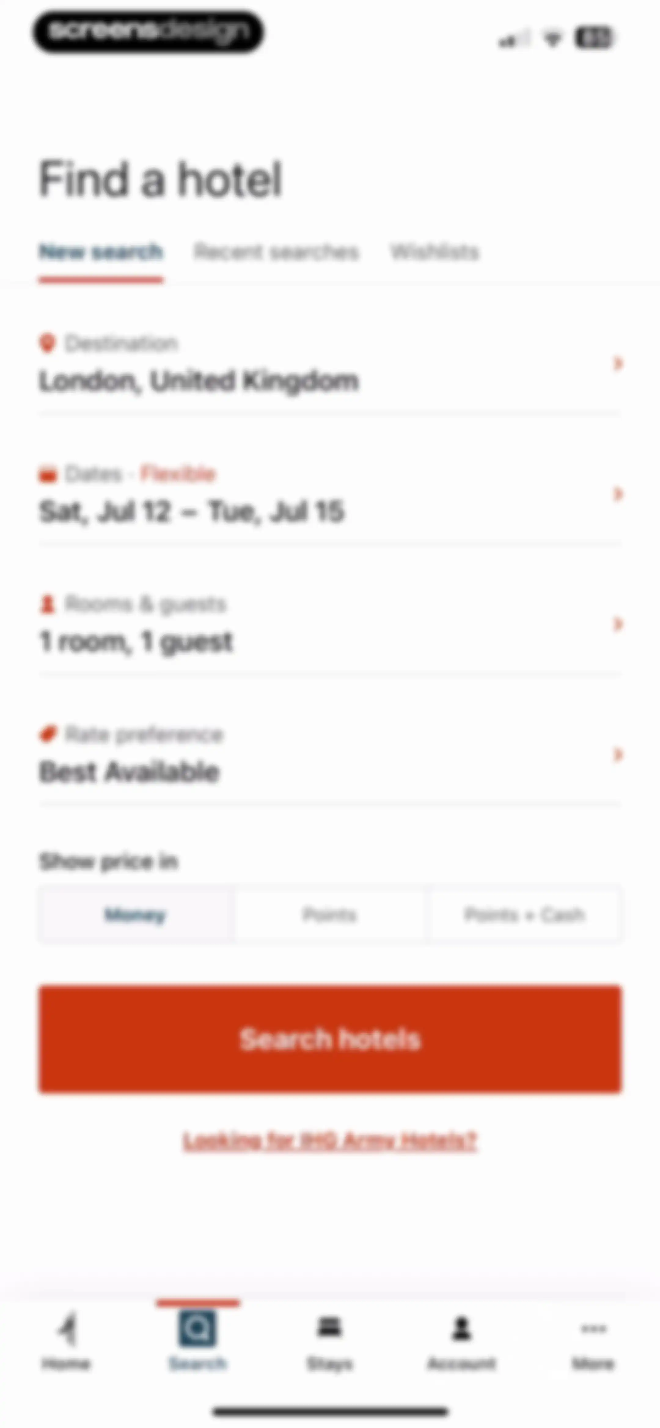 IHG One Rewards: Book Hotels screen 105