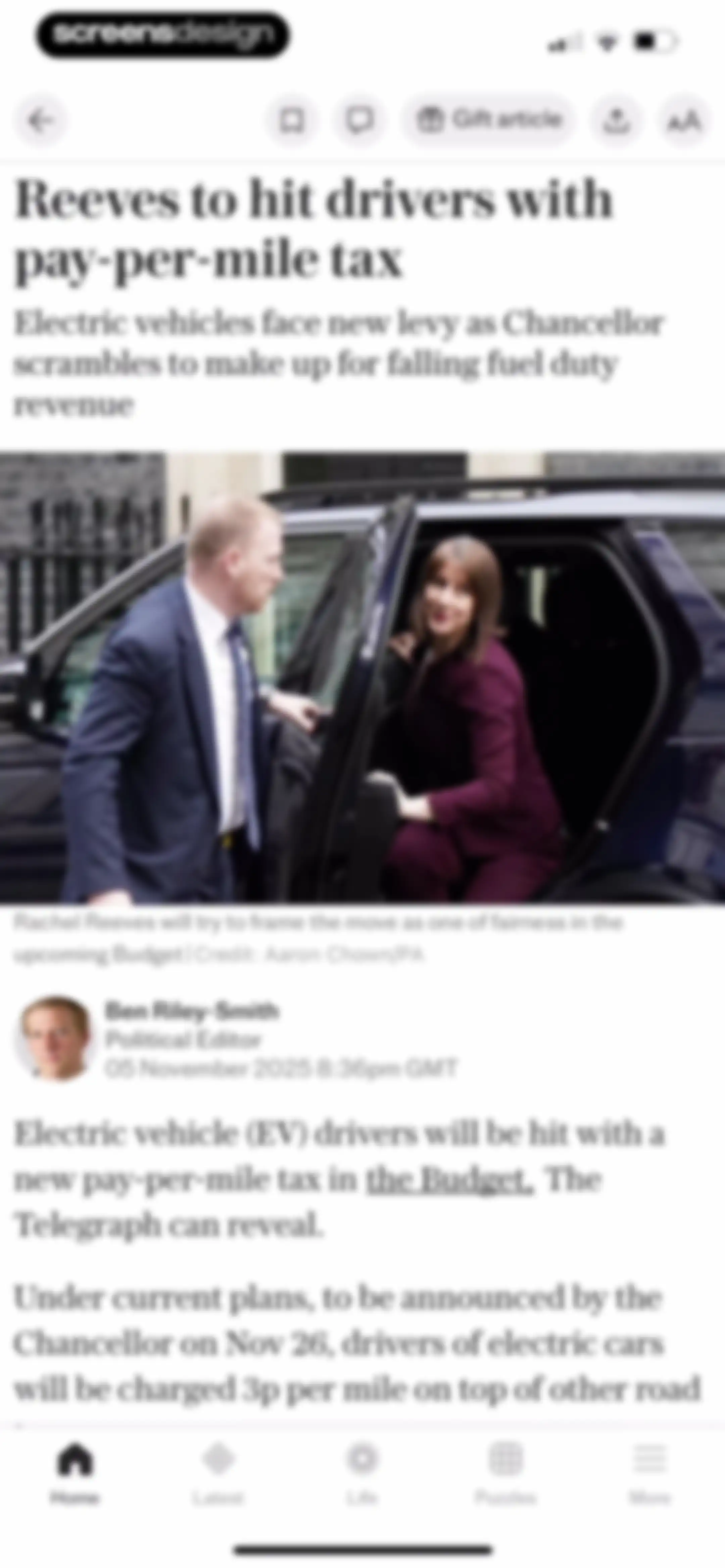 The Telegraph: UK & World News screen 15