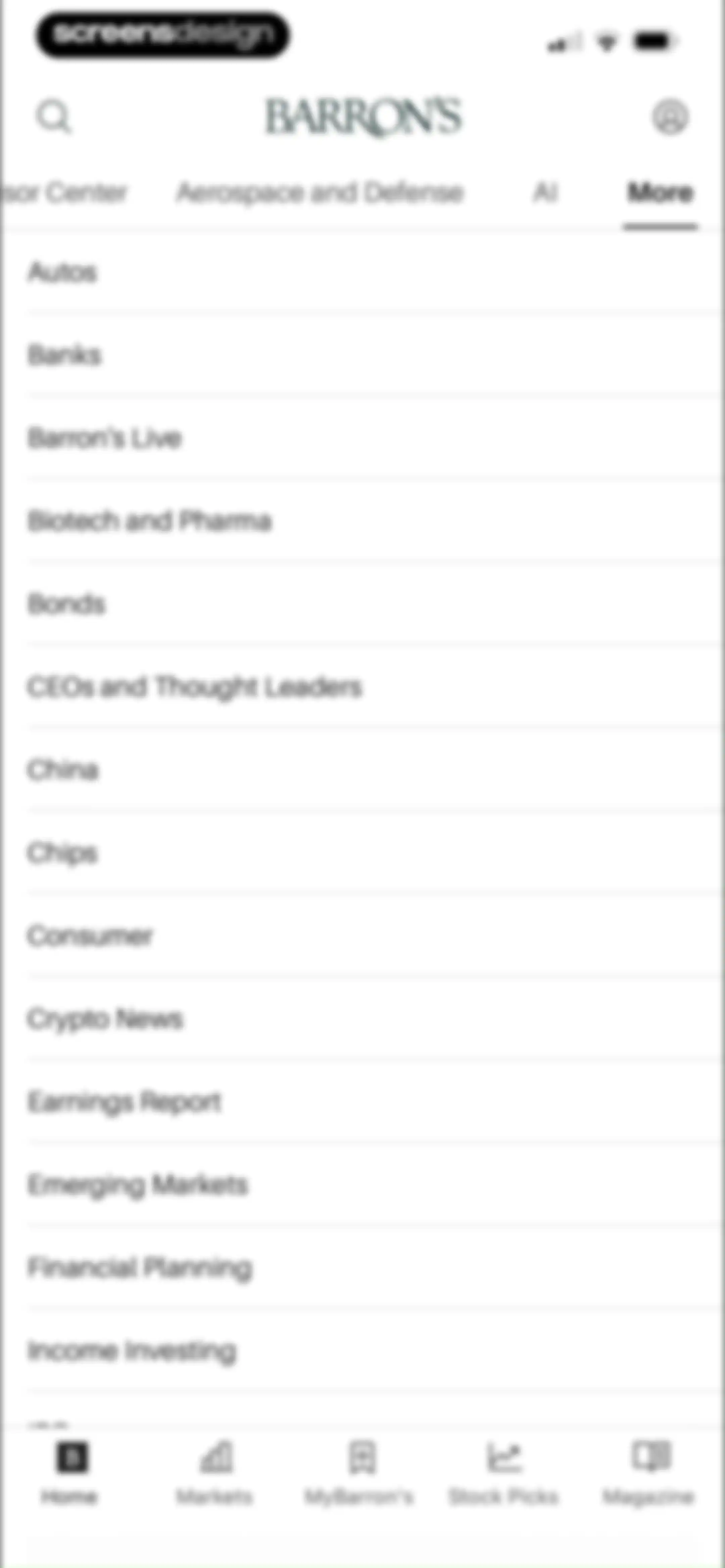 Barron’s - Investing Insights screen 27