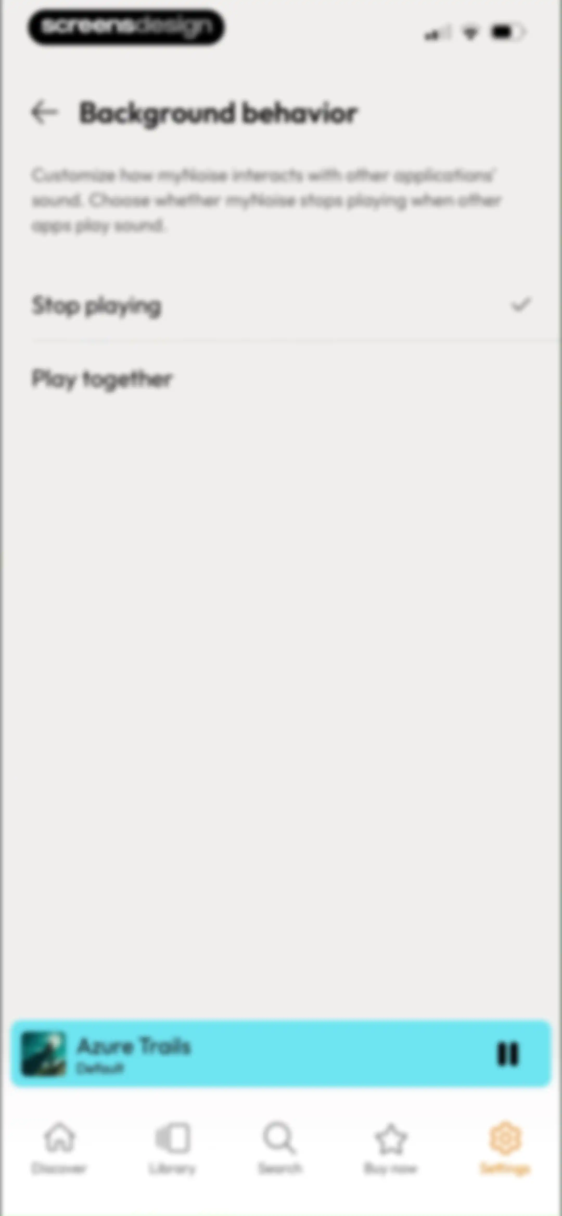 myNoise: Focus · Relax · Sleep screen 40