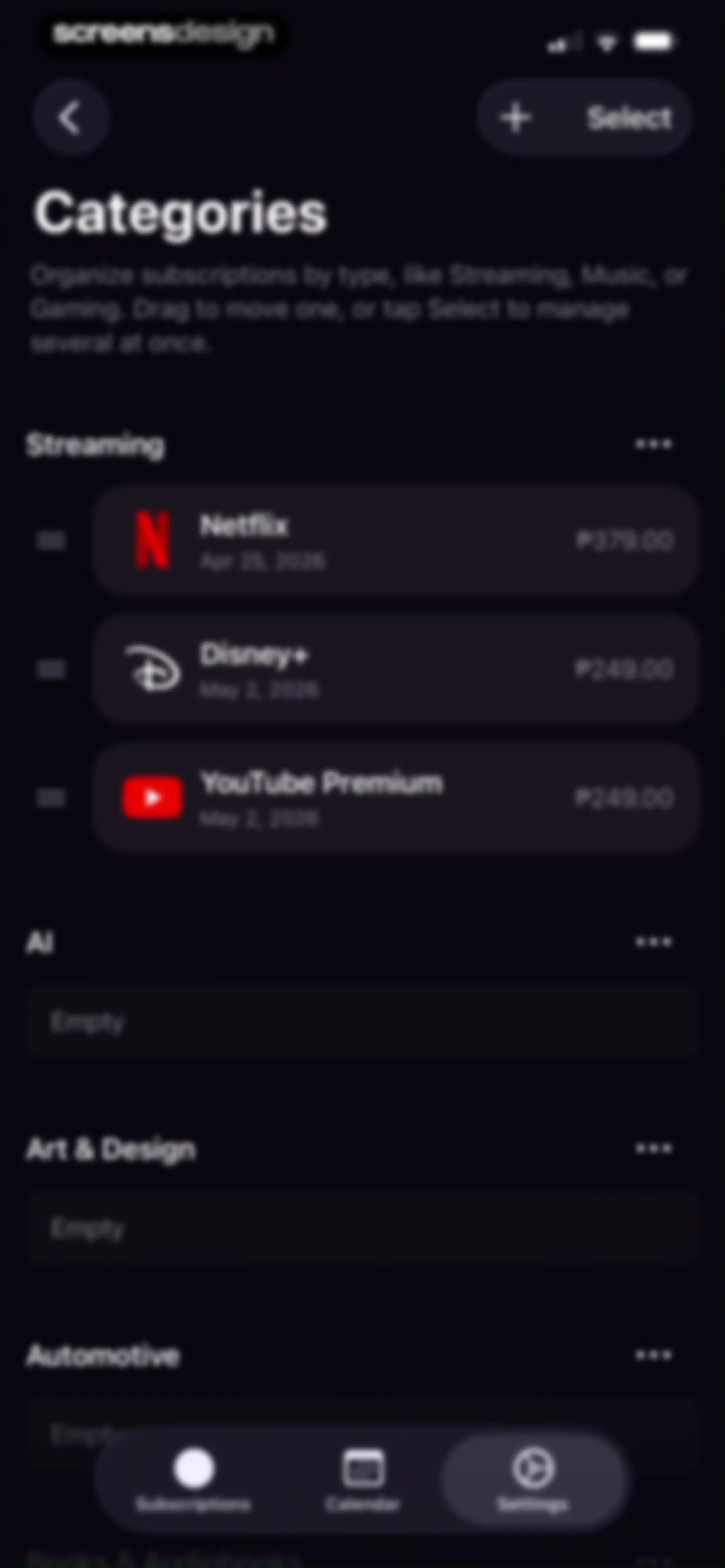 Subscription Manager: Orbit screen 52