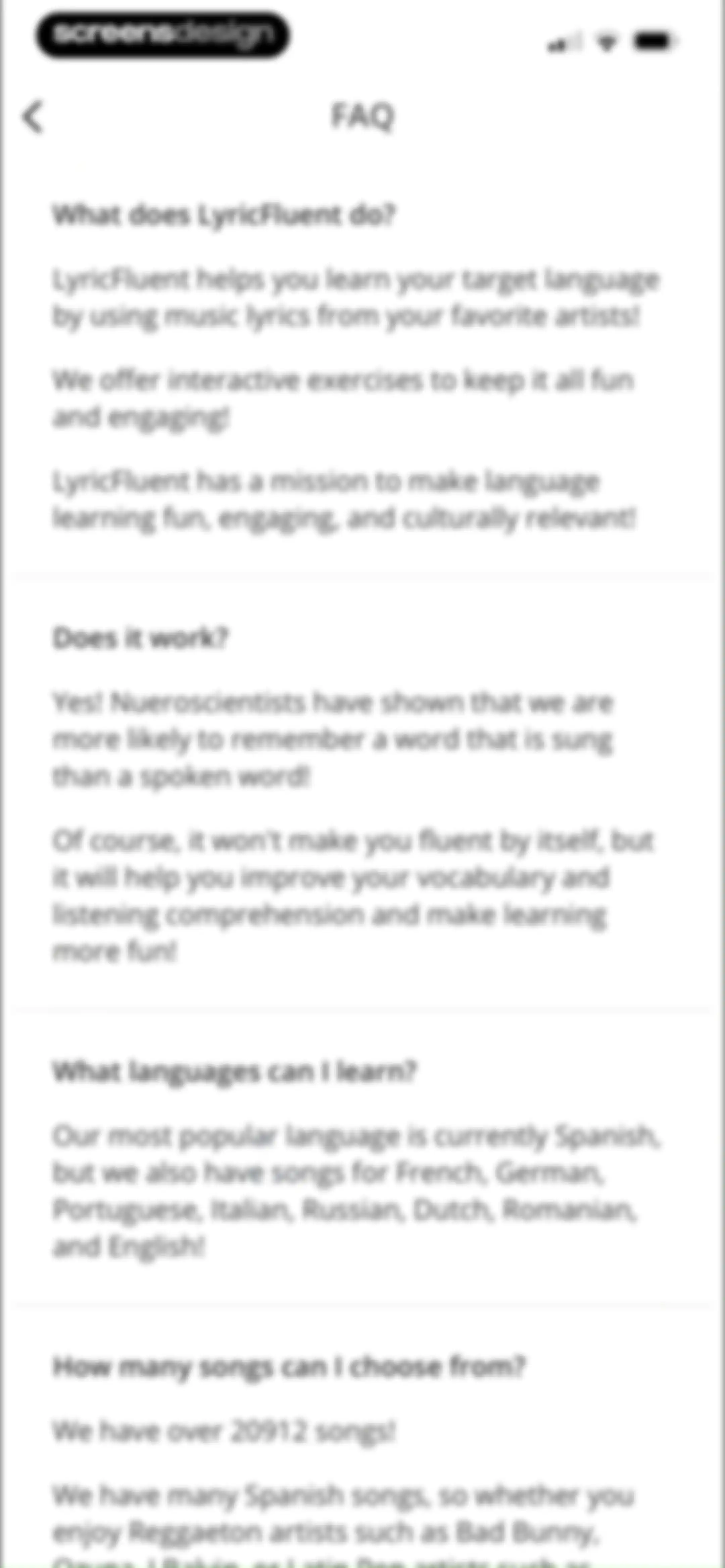 LyricFluent: Learn Languages screen 126