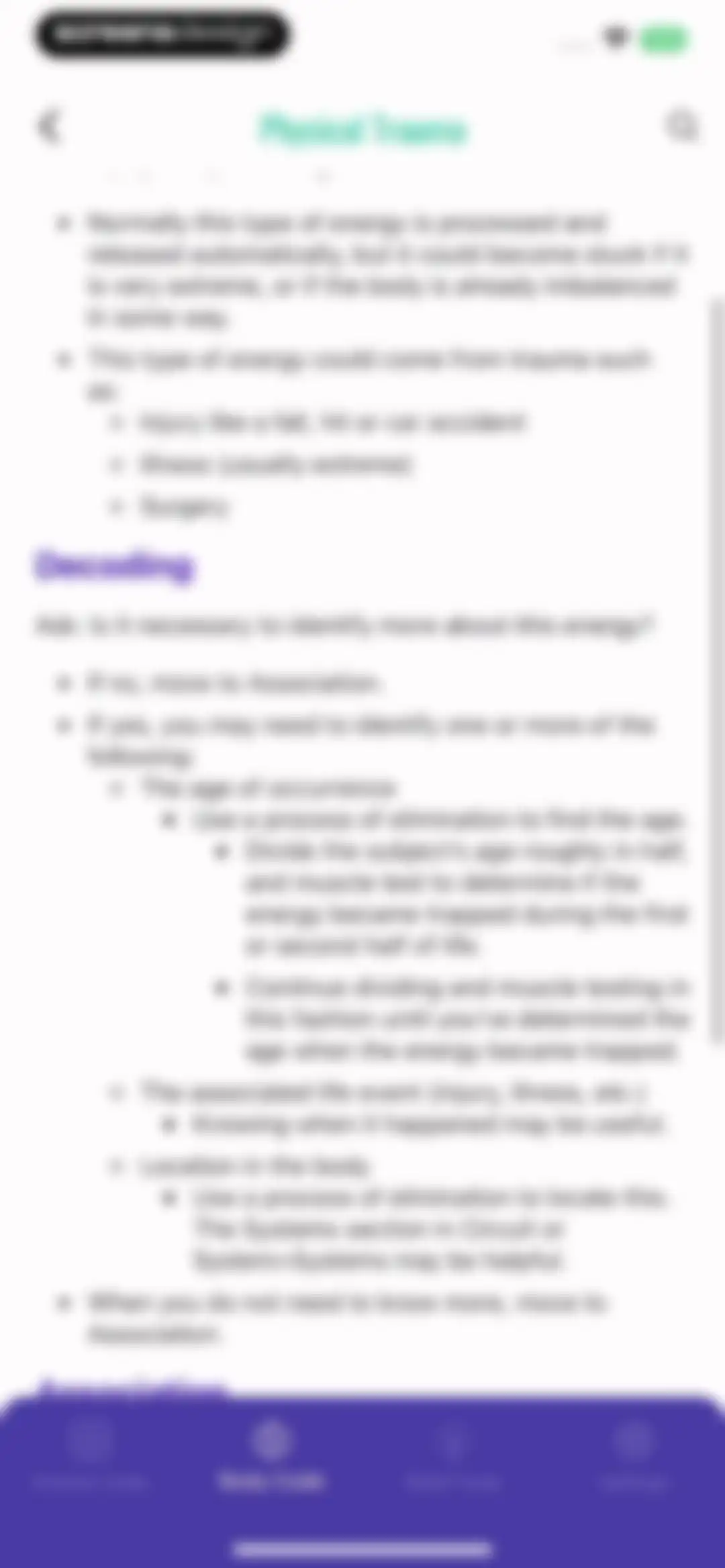 The Body Code System screen 16